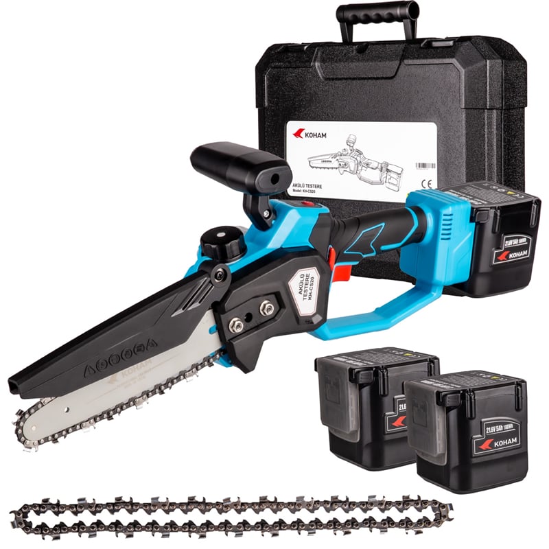 Koham KH-CS21608B Akülü Budama Testeresi – 850 W – 20 cm Pala – 2 Adet 5.0 Ah Akü – Şarj Cihazı Dahil