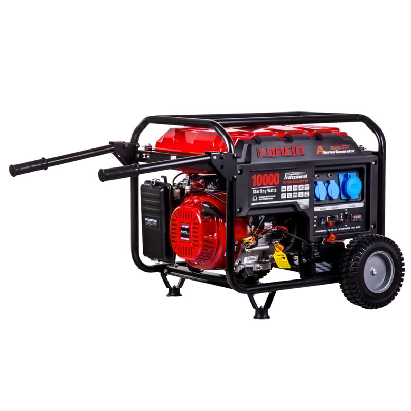 Loncin LC10000D-S EUR5 Benzinli Jeneratör – 8,0 kW – Monofaze – Marşlı / İpli – Bakır Sargılı Alternatör