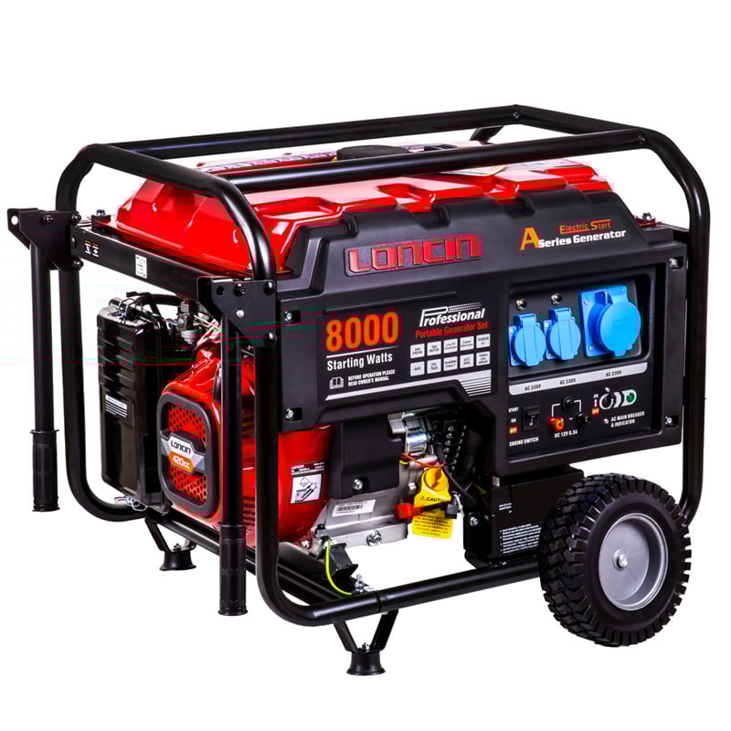 Loncin LC8000D-A EUR5 Benzinli Jeneratör – 6,5 kW – Monofaze – Marşlı / İpli – Bakır Sargılı Alternatör