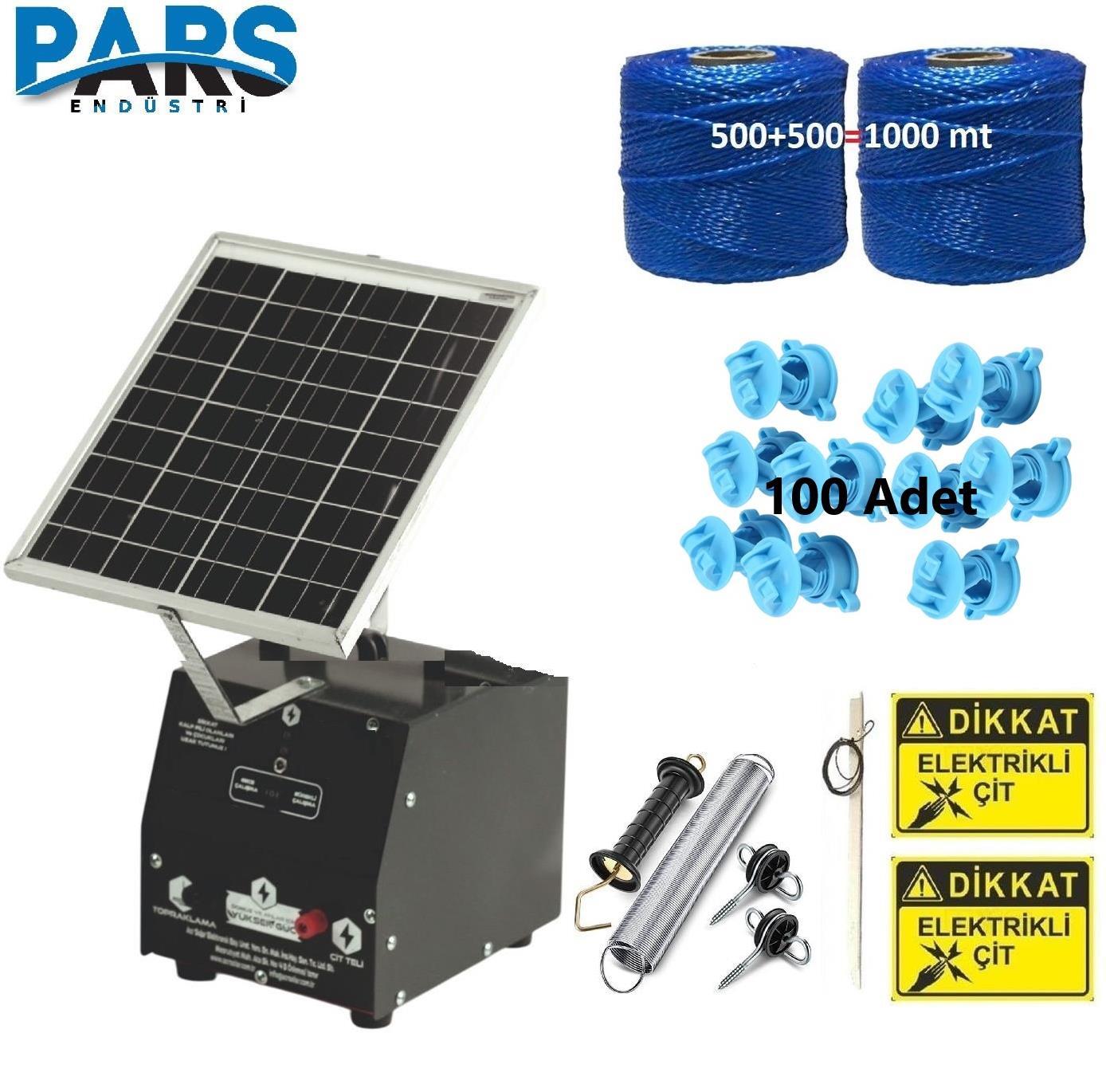 Pars P2518/1000D Güneş Enerjili Ve Akülü Elektrikli Hazır Çit Demir İzolatörlü