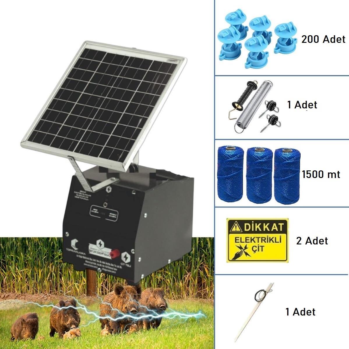 Pars P2518/1500D Güneş Enerjili Ve Akülü Elektrikli Çit Sistemi Demir İzolatörlü