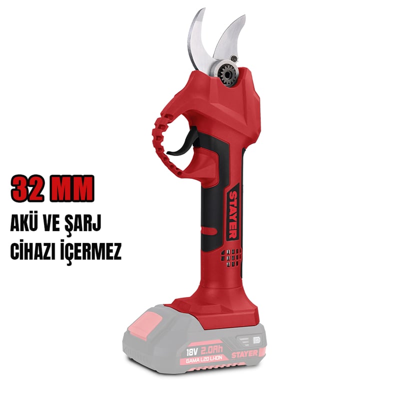 Stayer BP32L20  Kömürsüz Akülü Bağ Makası 18V Li-ion 2.0Ah/6.0Ah  (Akü ve Şarj Aleti Hariç)