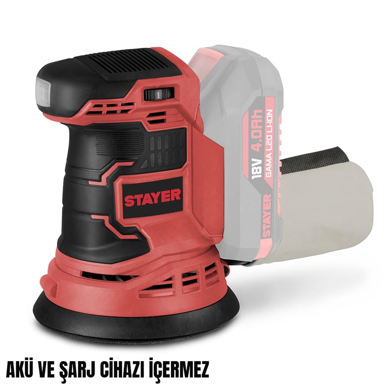 Stayer LOML20  Akülü Orbital Zımpara 18V Li-ion 2.0Ah  (Akü ve Şarj Aleti Hariç)