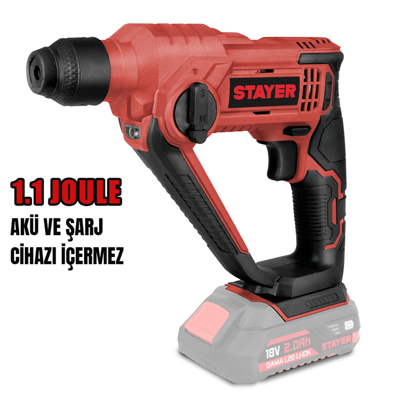Stayer ROCKYL20  Akülü Kırıcı Delici  L 1.1J 18V Li-ion 2.0Ah 4.0Ah (Akü ve Şarj Aleti Hariç)