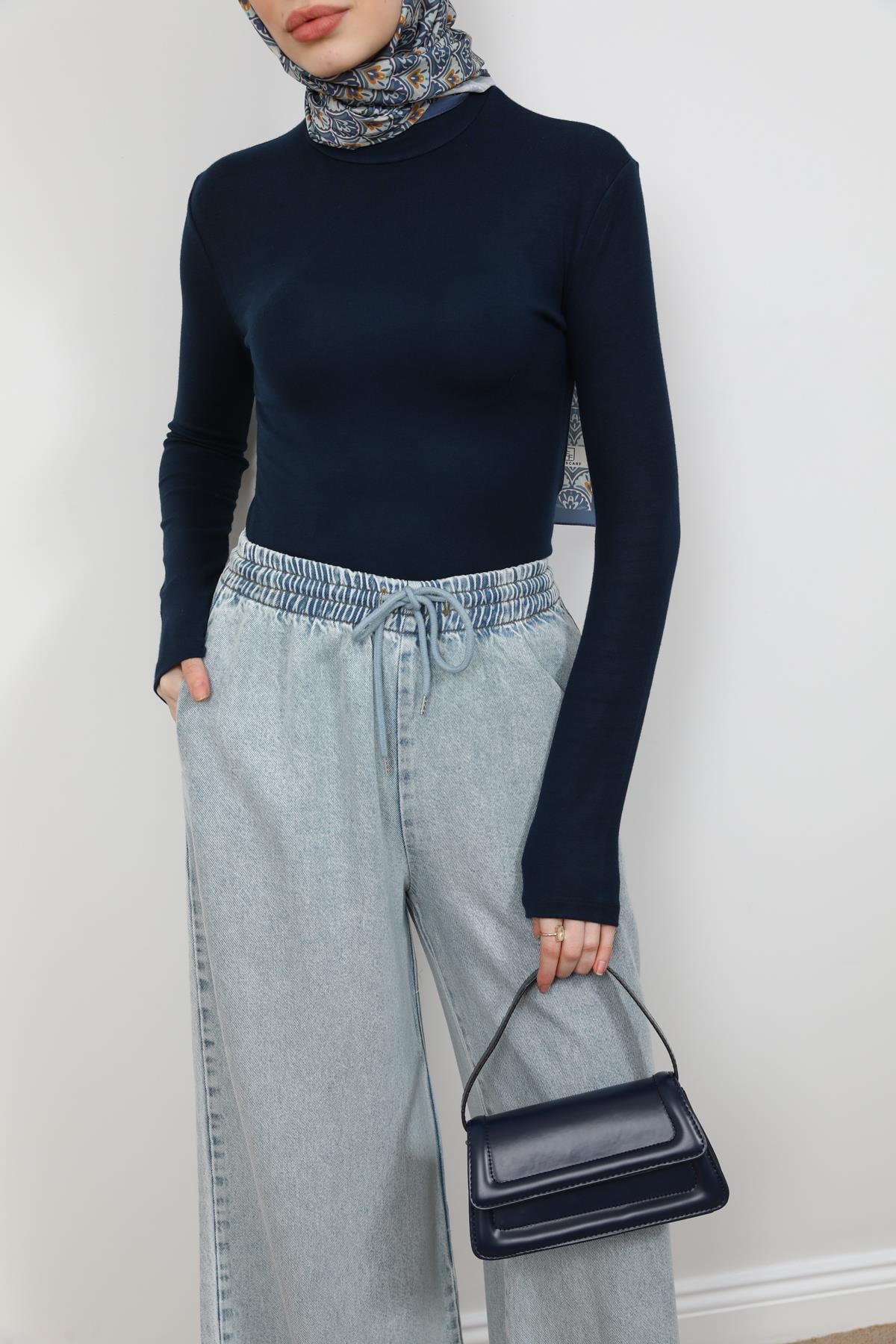 Dik Yakalı Basic - Lacivert