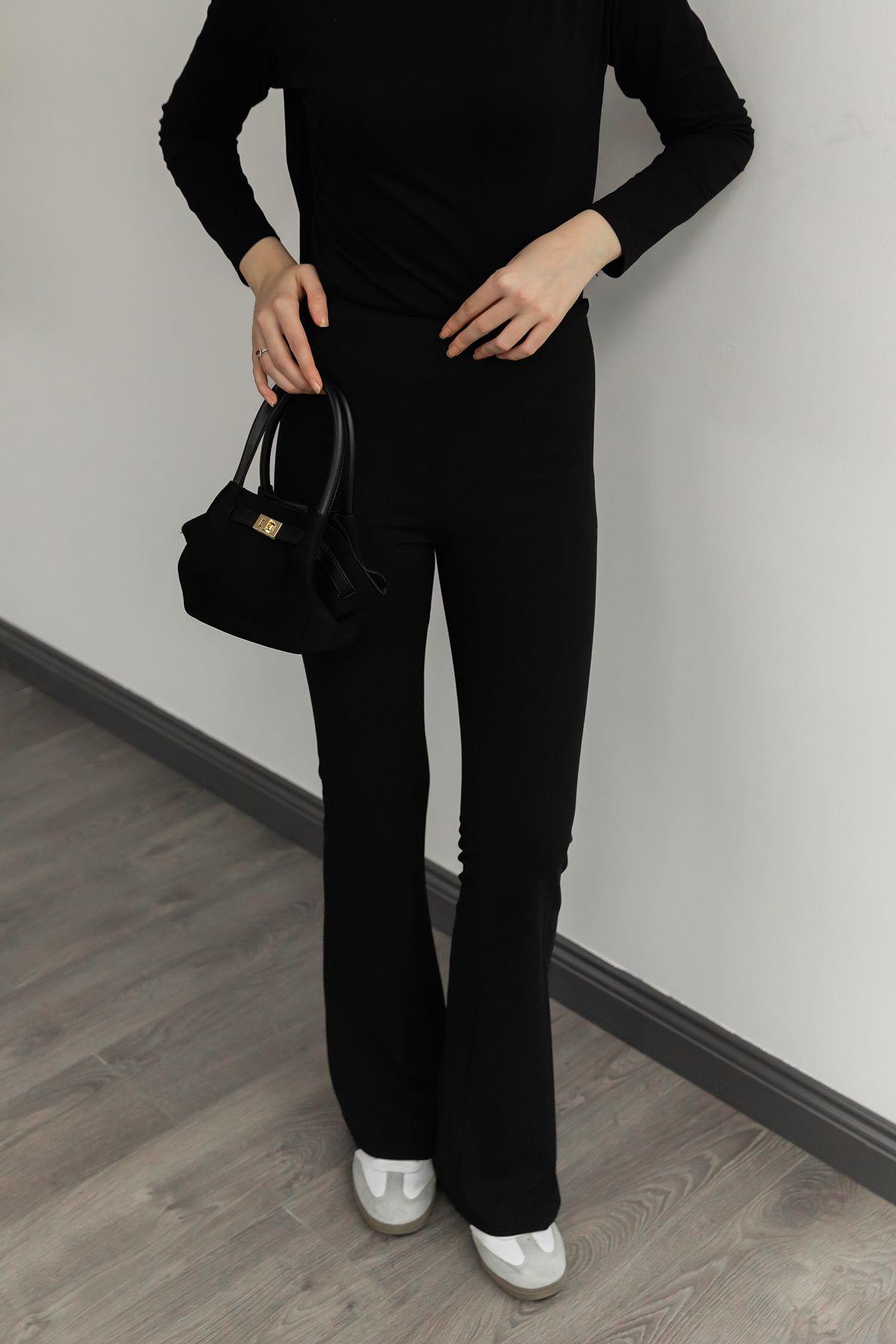 İspanyol Paça Pantolon - Siyah