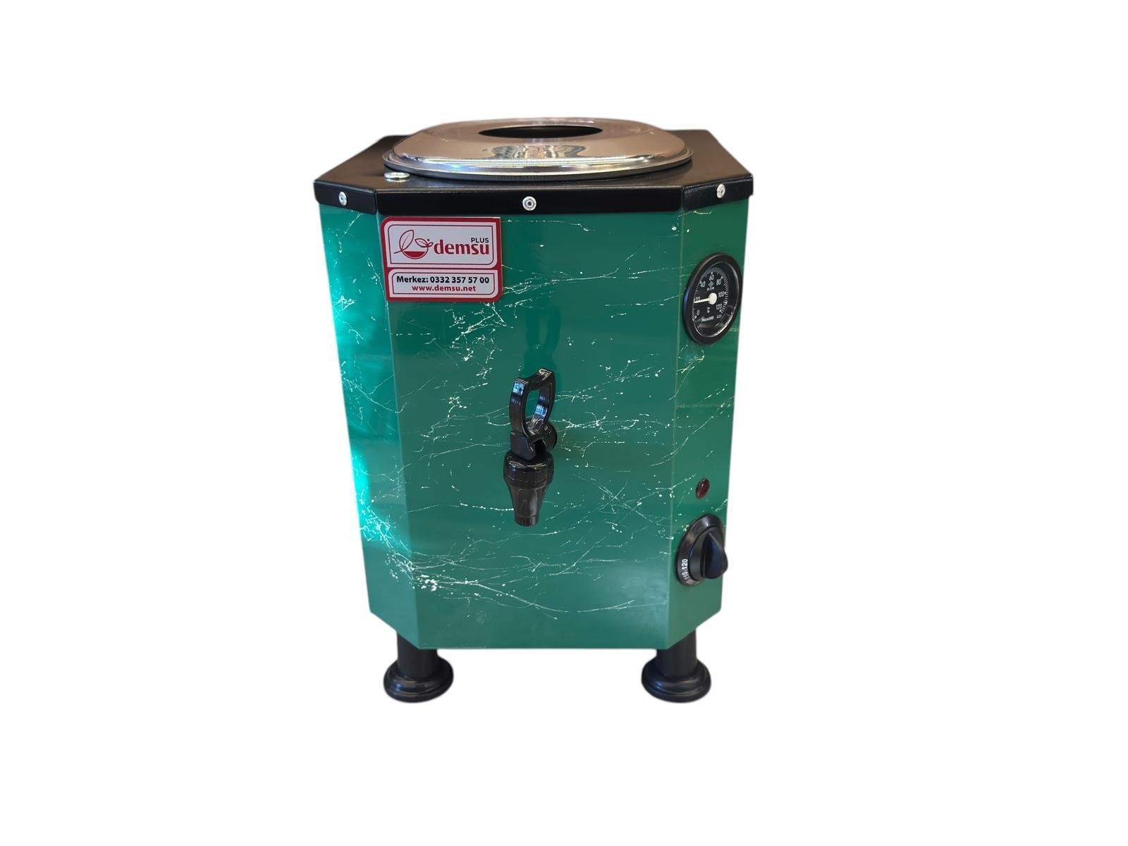 Demsu 1 Demlikli Mermer Desen Süpermini Yeşil Mermer Desen Elektrikli Çay Kazanı 10 Litre