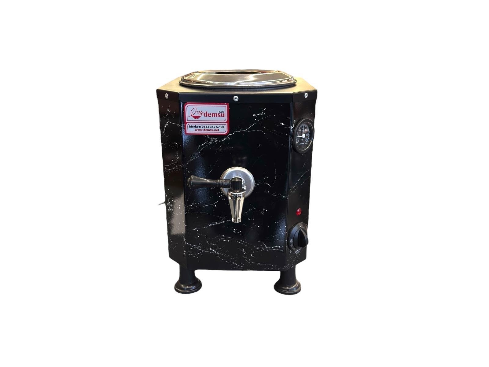 Demsu 1 Demlikli Mermer Desen Süpermini Siyah Mermer Desen Elektrikli Çay Kazanı 10 Litre