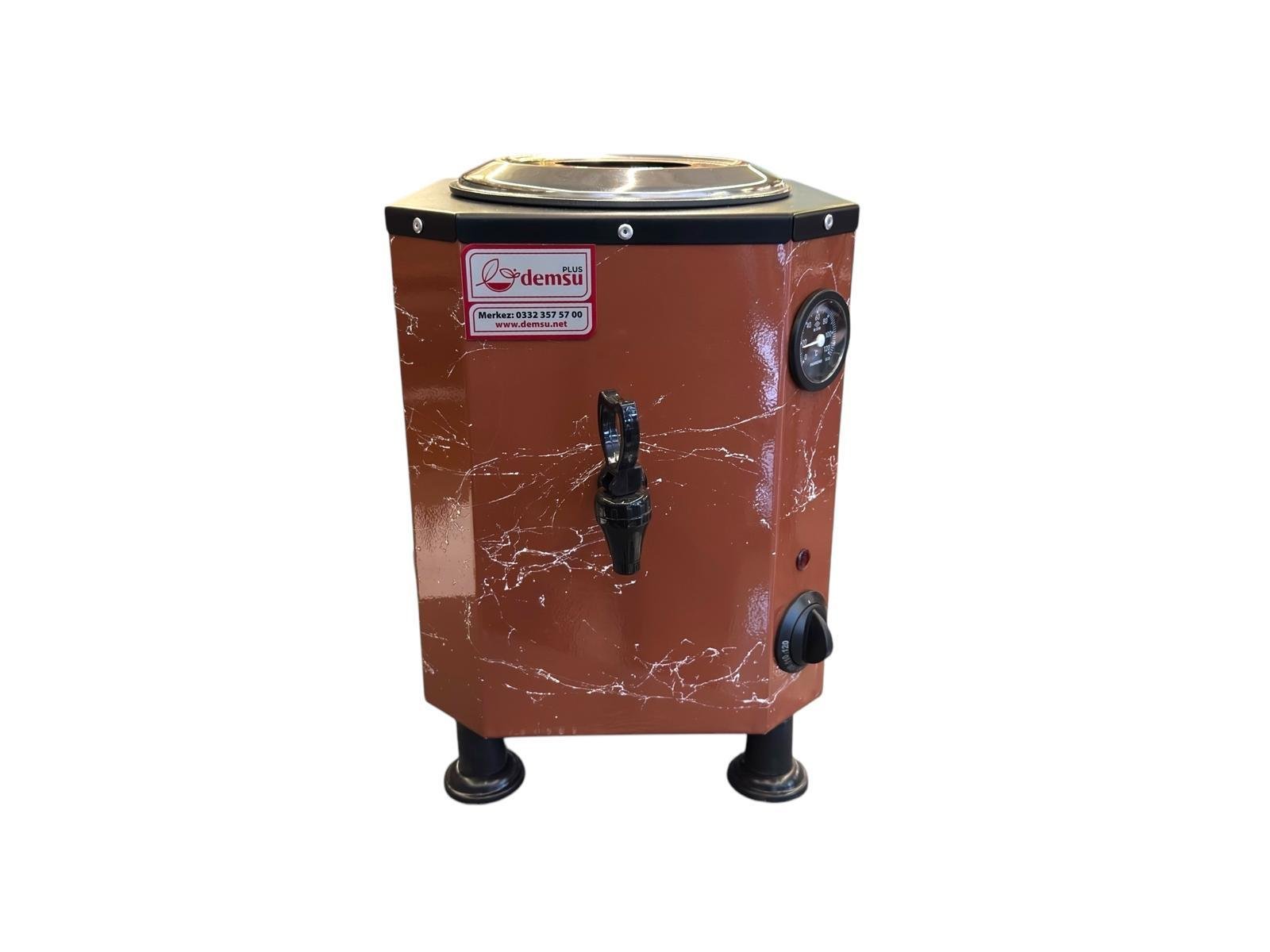 Demsu 1 Demlikli Mermer Desen Süpermini Kahverengi Mermer Desen Elektrikli Çay Kazanı 10 Litre