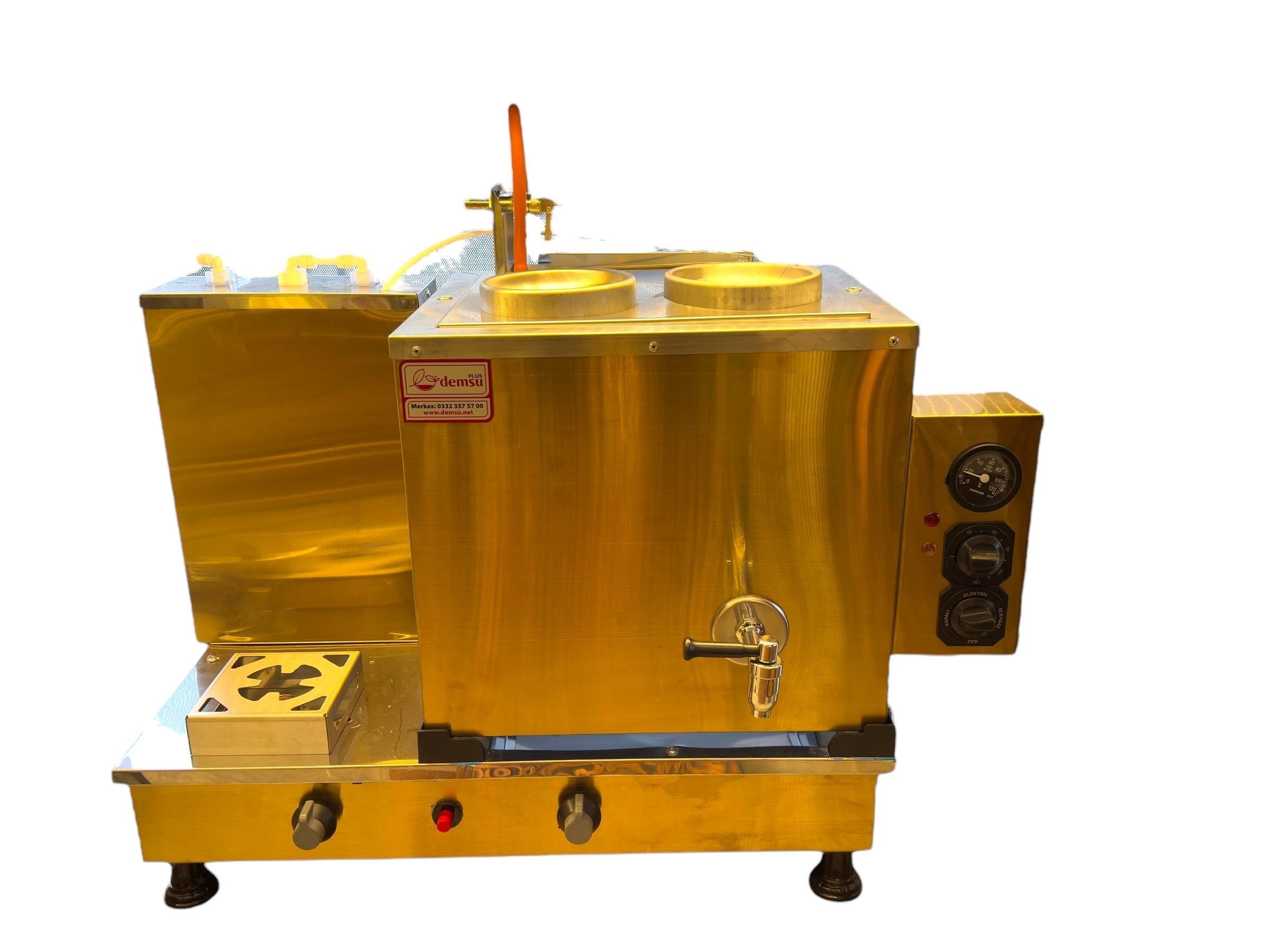 Demsu Plus 2 Demlikli Elegance Gold Elektrik + Gazlı Full Otomatik Çay Kazanı