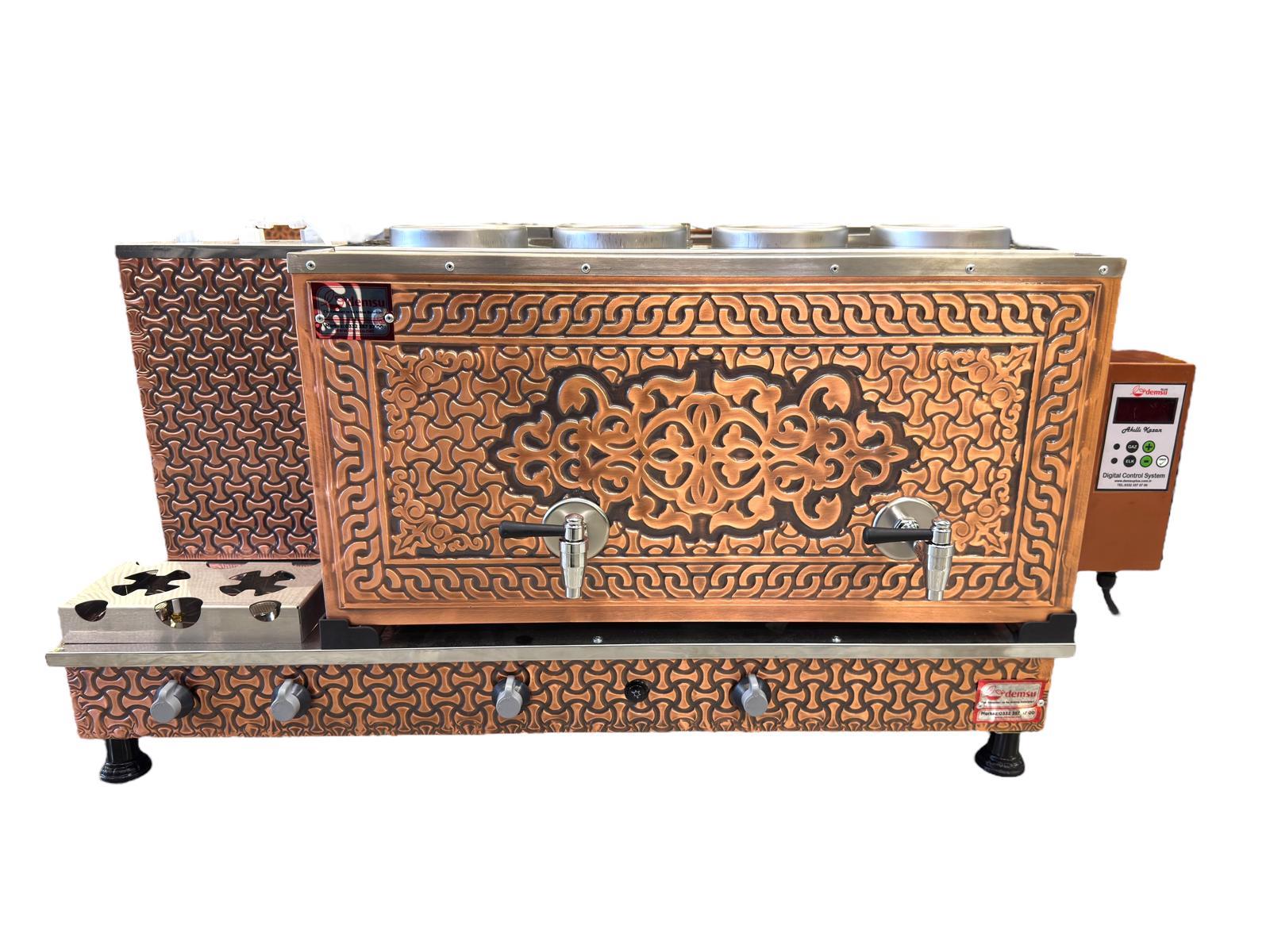 Demsu Plus 4 Demlikli Antik Bakır Elektrik + Gazlı Full Otomatik Çay Kazanı