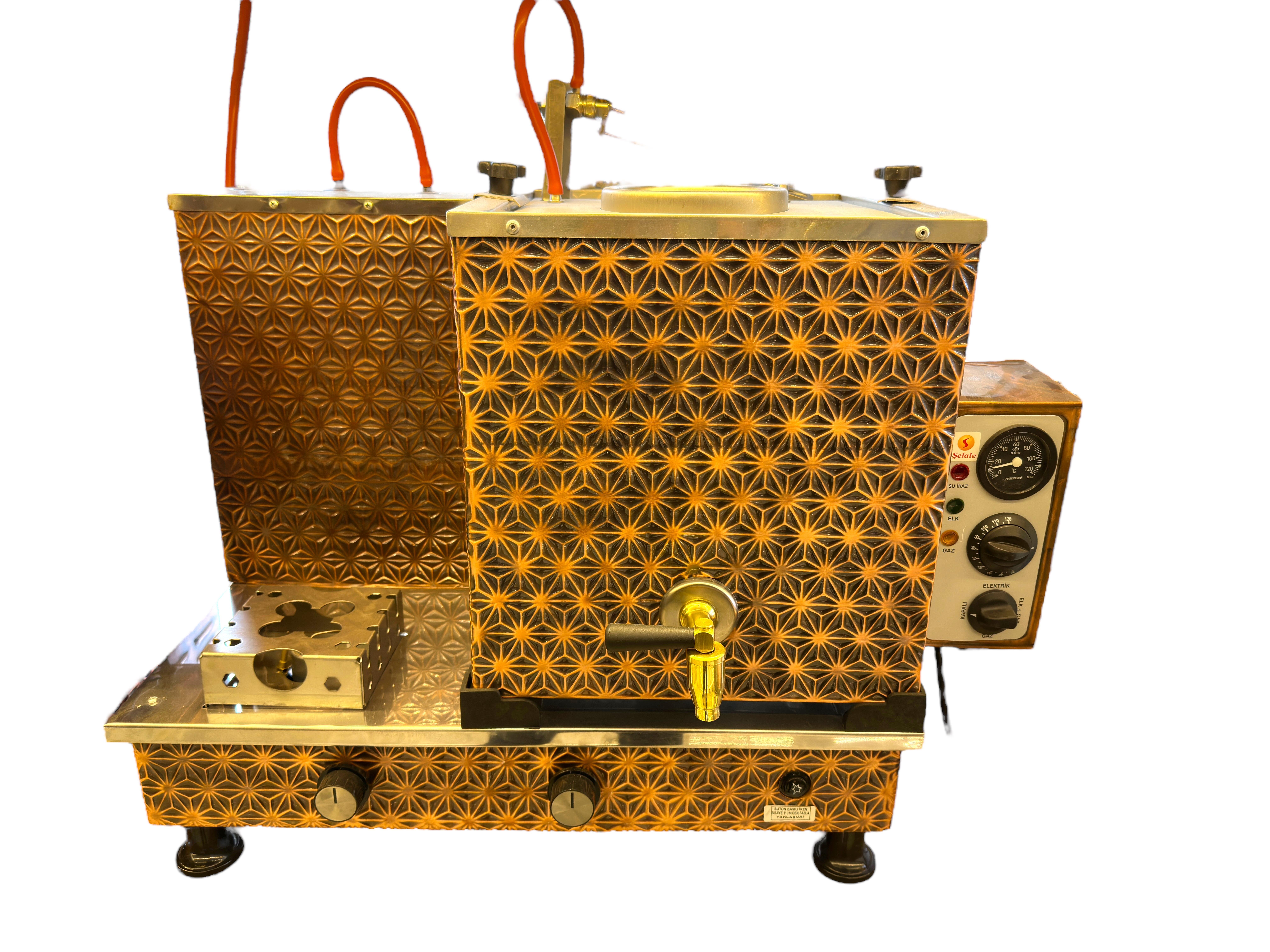 Meşale 1 Demlikli Antik Bakır Yıldız Elektrik + Gazlı Çay Kazanı 