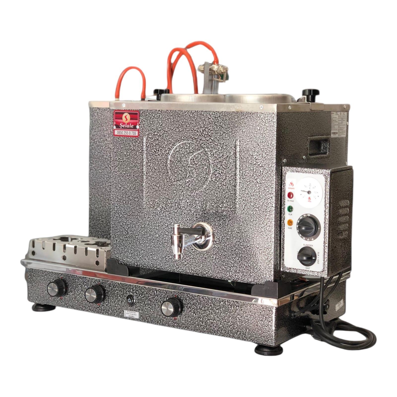 Meşale 2 Demlikli Chromat Şelale Logolu Elektrik + Gazlı Full Otomatik Çay Kazanı