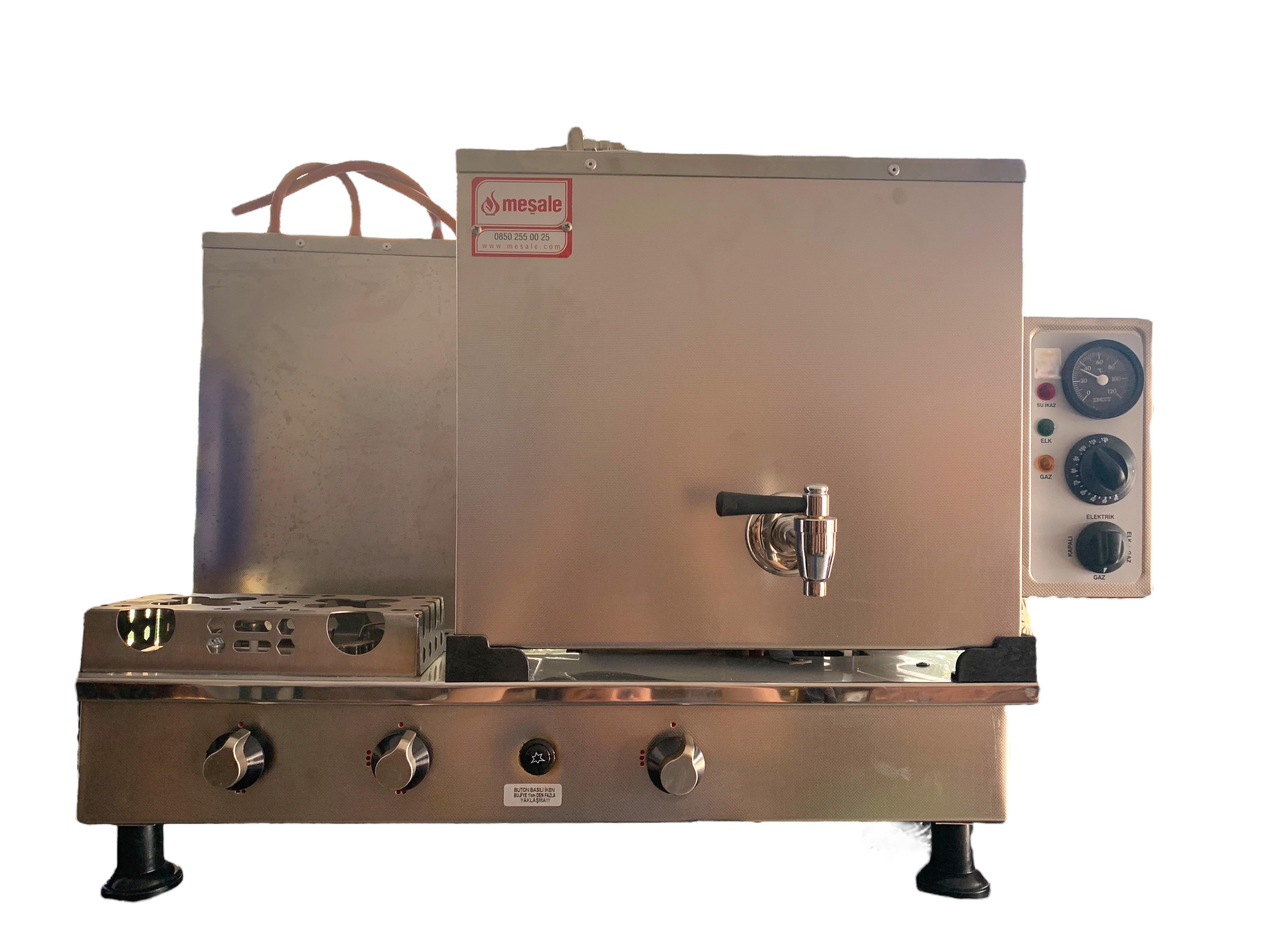 Meşale 2 Demlikli İnox Full Otomatik Çay Kazanı Elektrik+ Gazlı