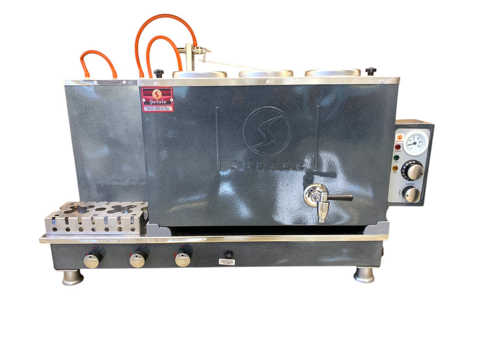 Meşale 3 Demlikli Chromat Şelale Elektrikli + Gazlı Full Otomatik Çay Kazanı