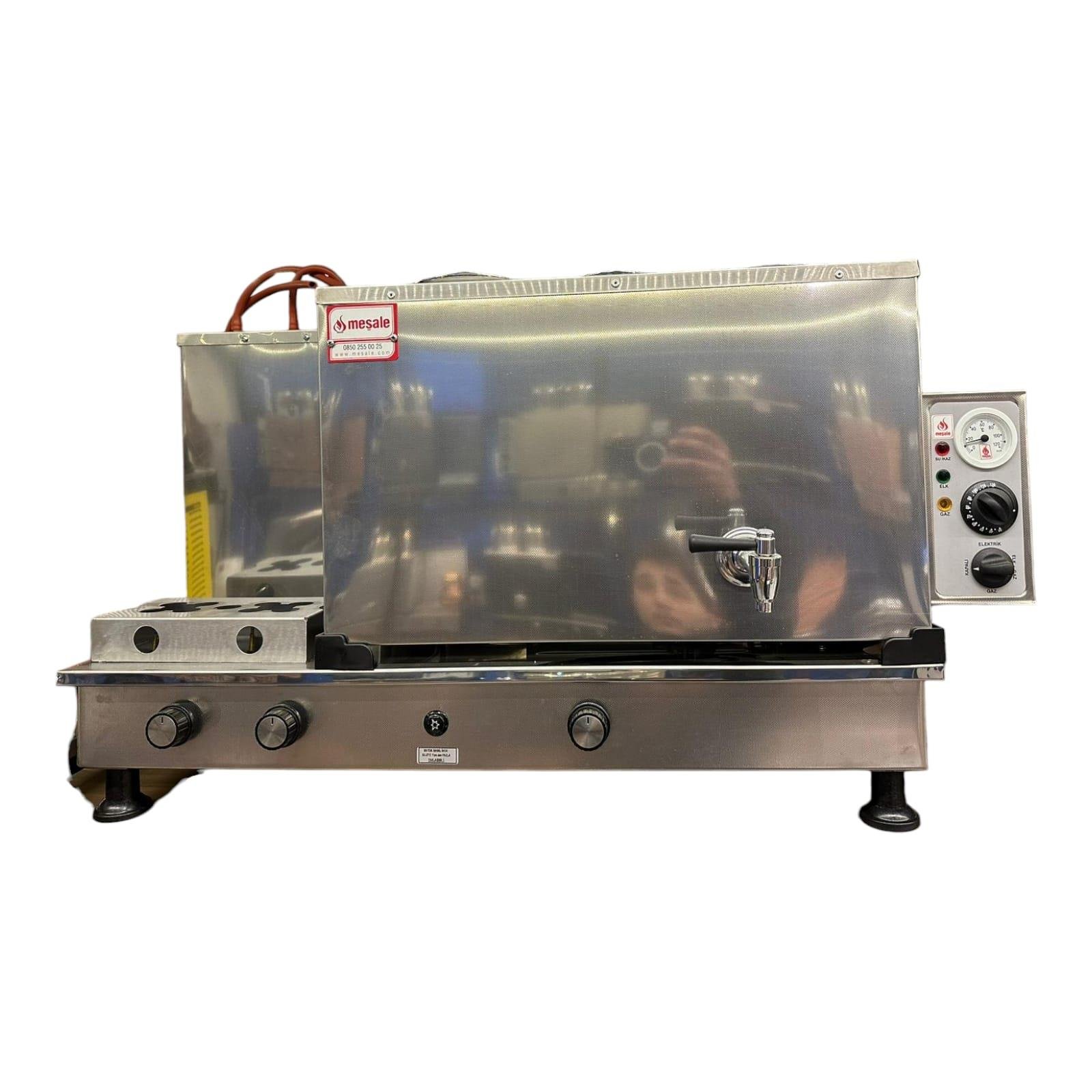 Meşale 3 Demlikli İnox Elektrik + Gazlı Full Otomatik Çay Kazanı