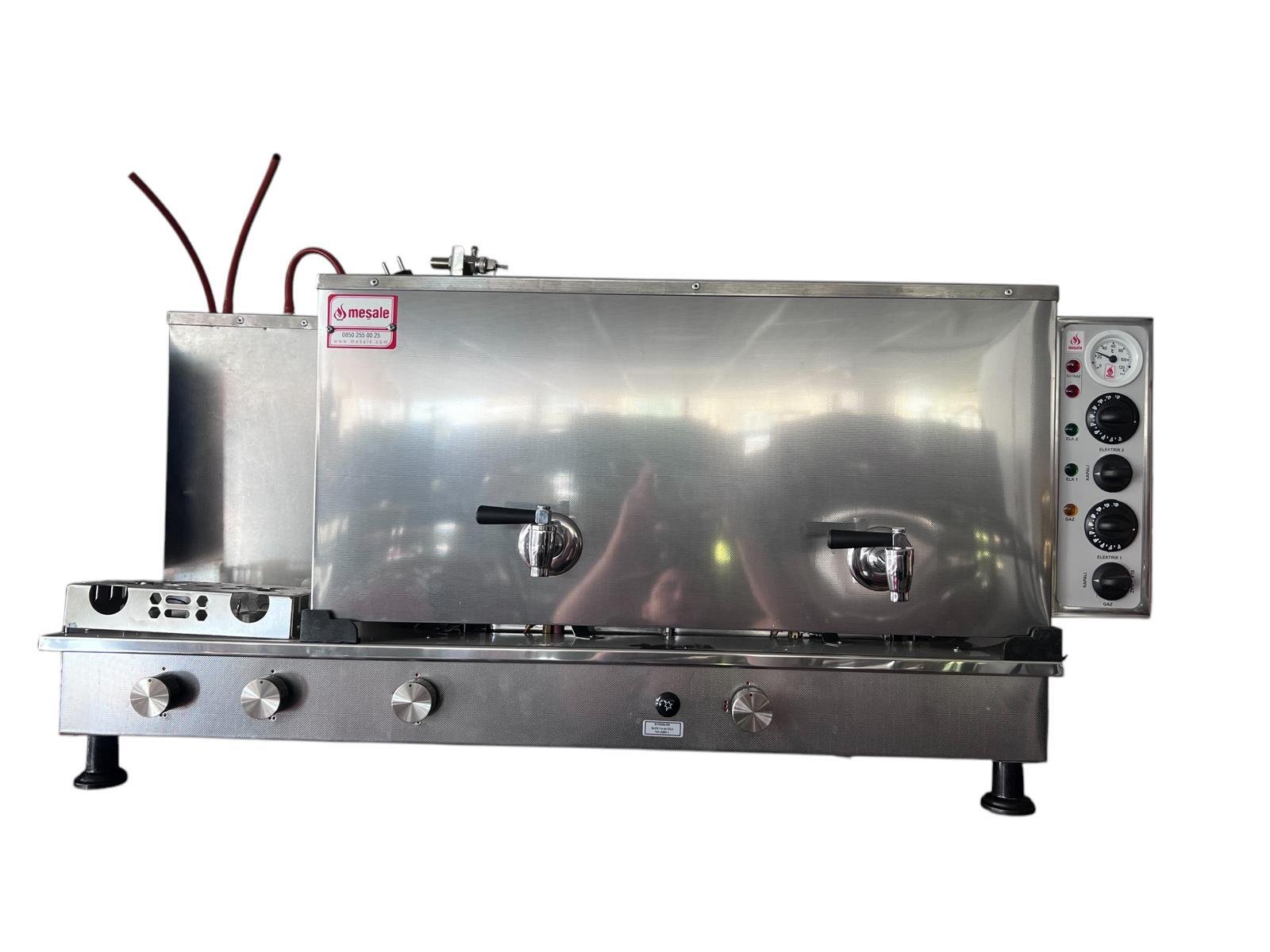 Meşale 4 Demlikli İnox Elektrik + Gazlı Full Otomatik Çay Kazanı