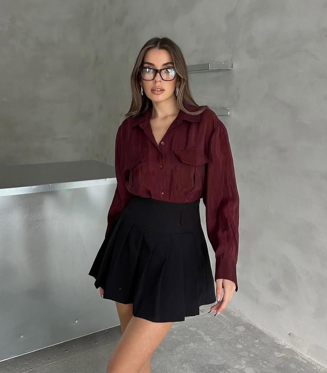 580222 ÇİFT CEPLİ DÜĞME DETAY GÖMLEK