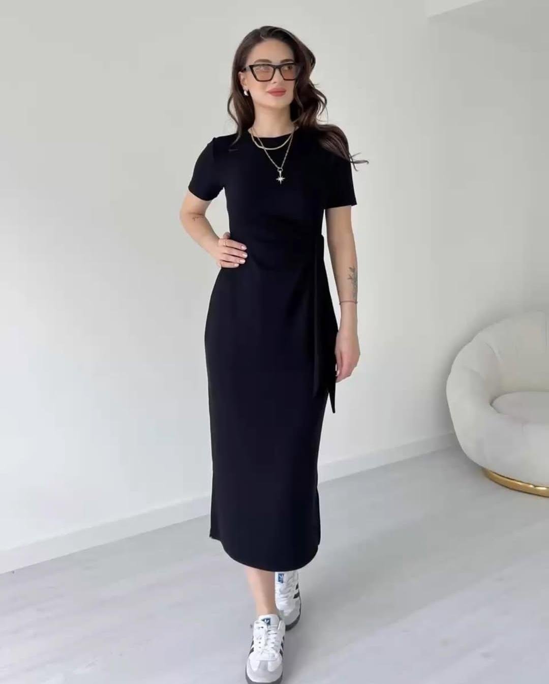 YANDAN BAĞLAMALI ELBİSE