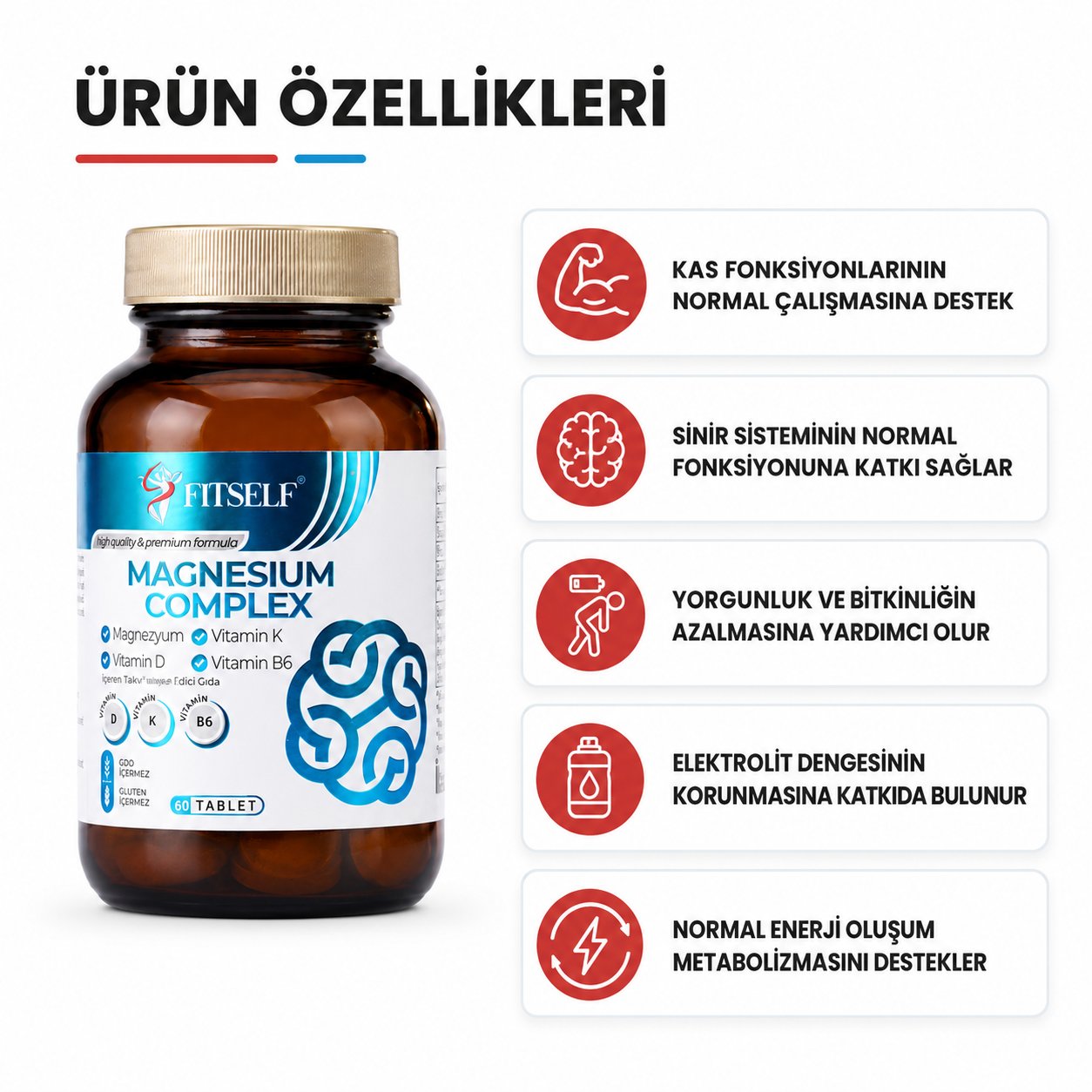 Fitself – Magnezyum Kompleks 60 Tablet