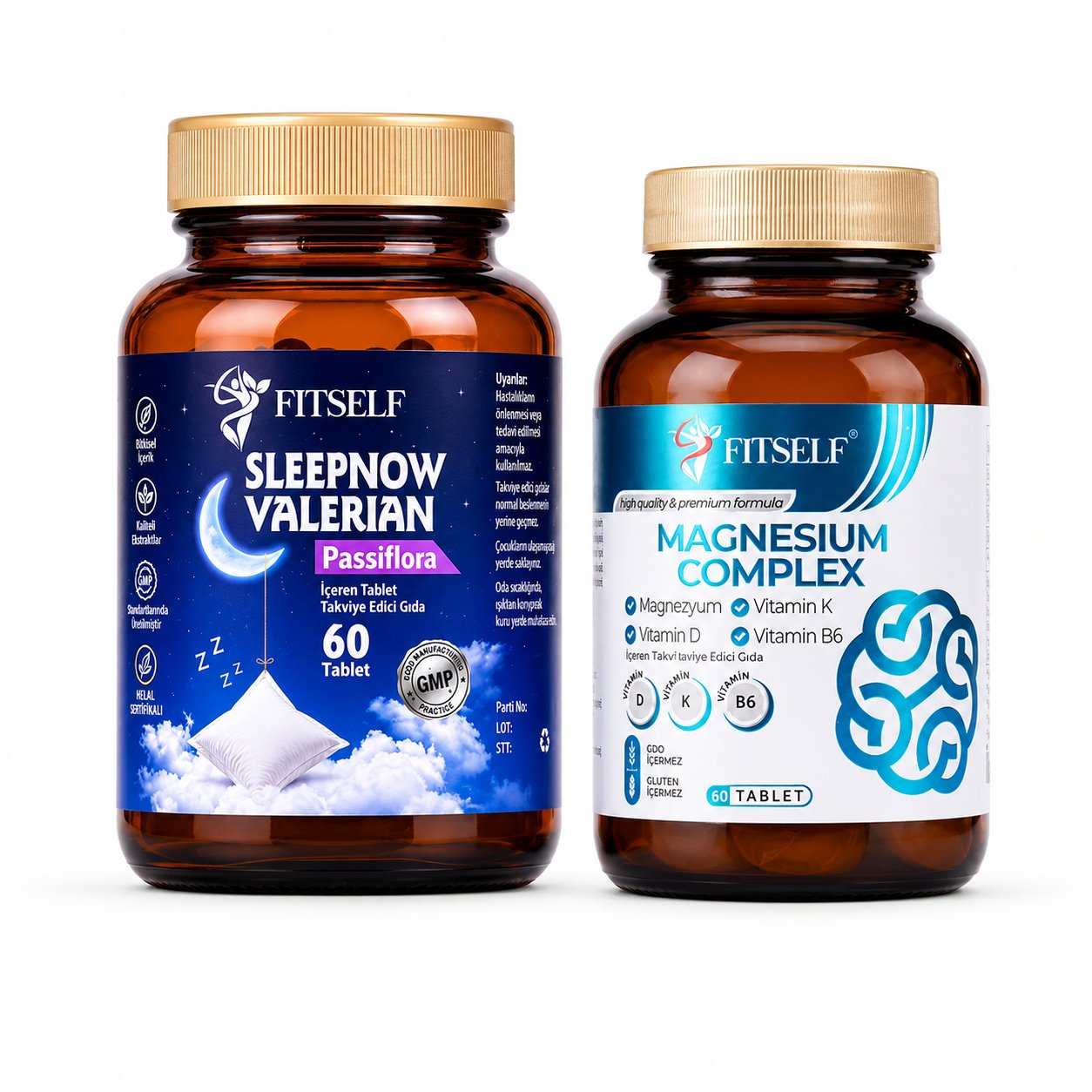 Fitself Relax Sleepnow + Magnezyum Gece Rutini Seti, Günlük Kullanıma Uygun Takviye Edici Gıda Destek Paketi