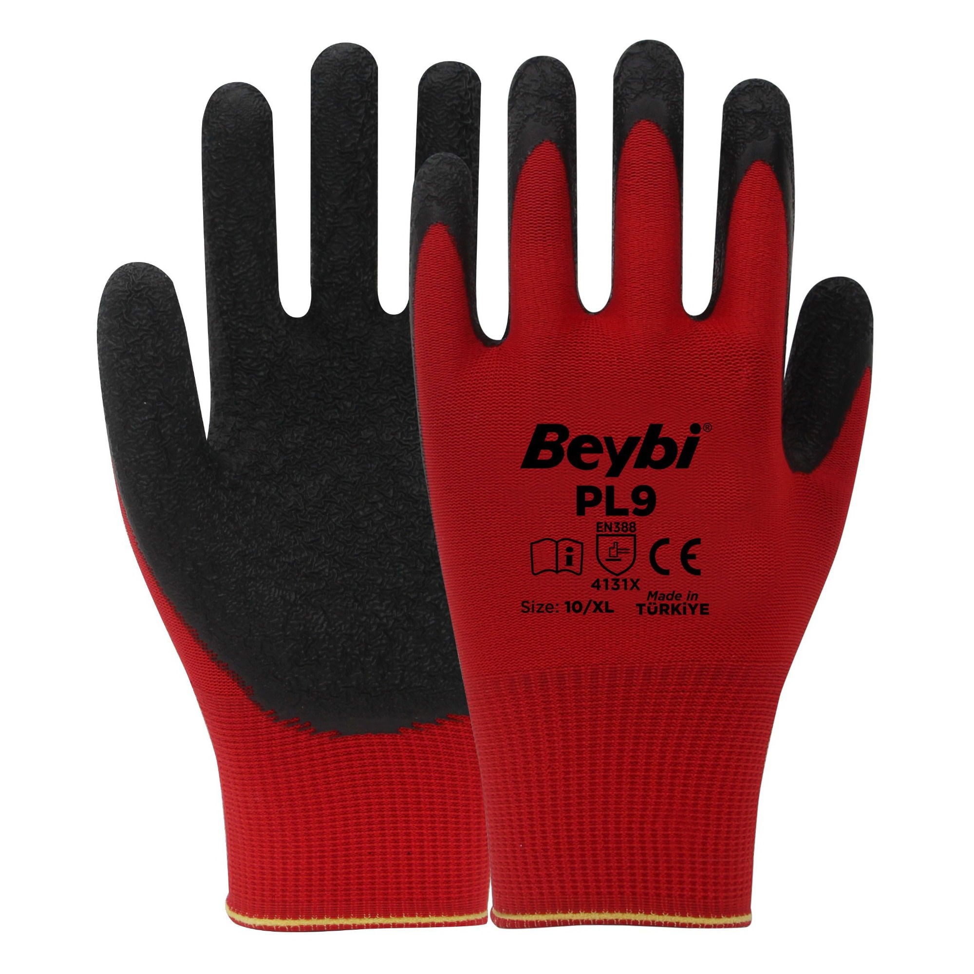 BeybiBeybi PL9 Nitril Eldiven Kırmızı-siyah-(288 Çift) No:10150.18.KS02