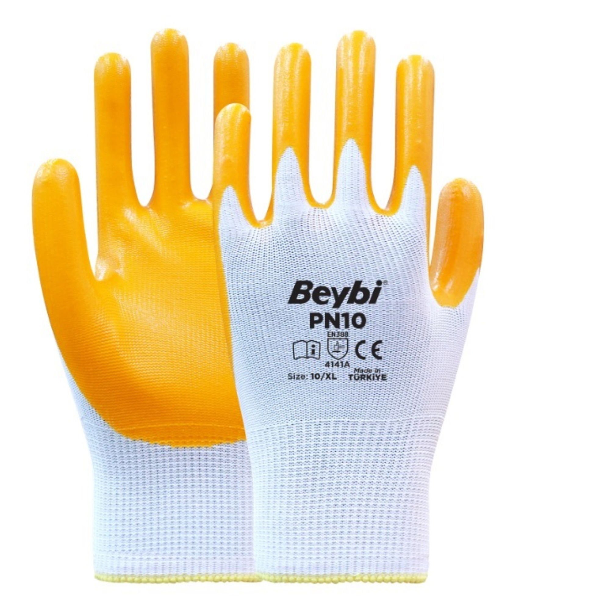 BeybiBeybi Pn10 Naylon Nitril Eldiven Sarı-(288 Çift) No:9150.03.BK10