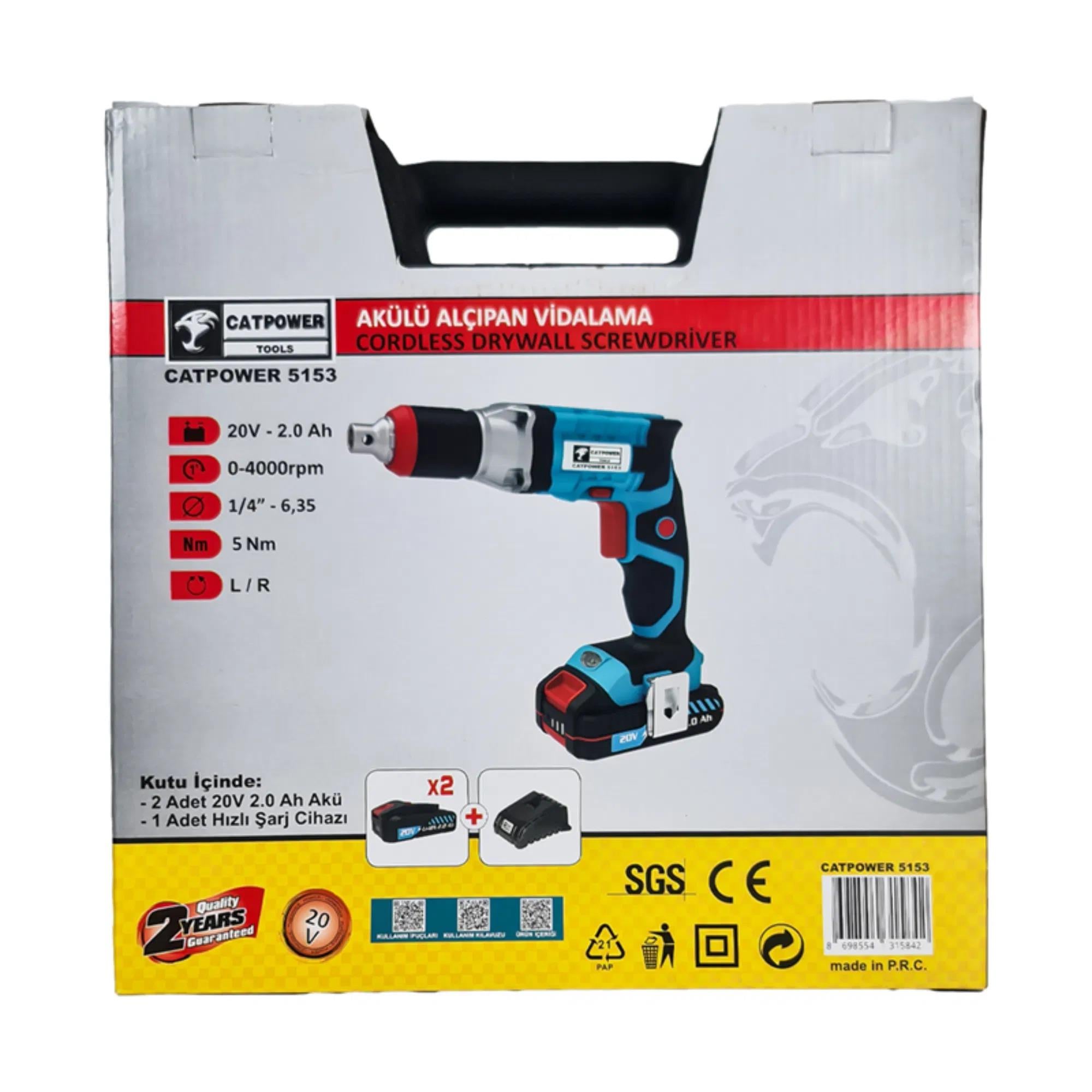Catpower 20V Akülü Alçıpan Vidalama Makinesi (Cat5153)CatpowerCatpower Akülü Alçıpan Vidalama 20 V Cat5153289.02.CA18