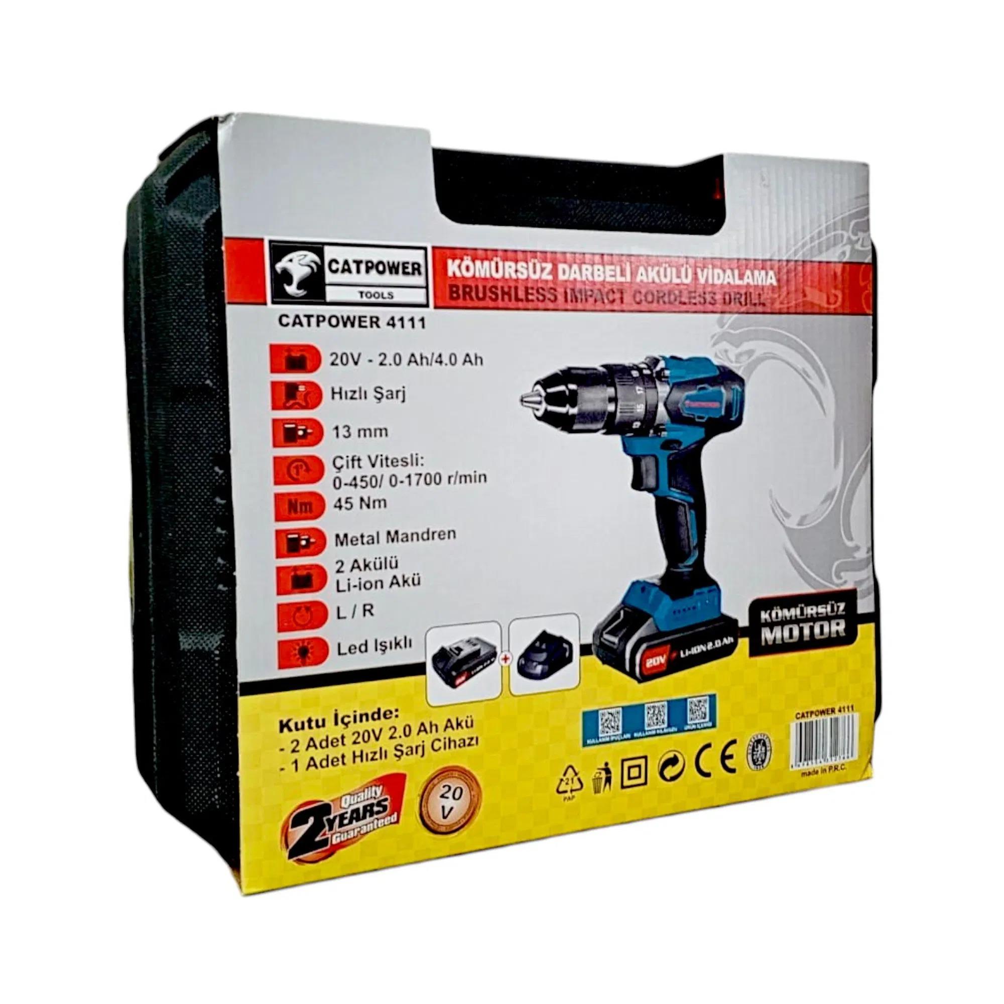 Catpower 20V Kömürsüz Akülü Vidalama Makinesi (Cat4111)CatpowerCatpower Akülü Vidalama Kömürsüz 20V Cat4111289.02.CA25