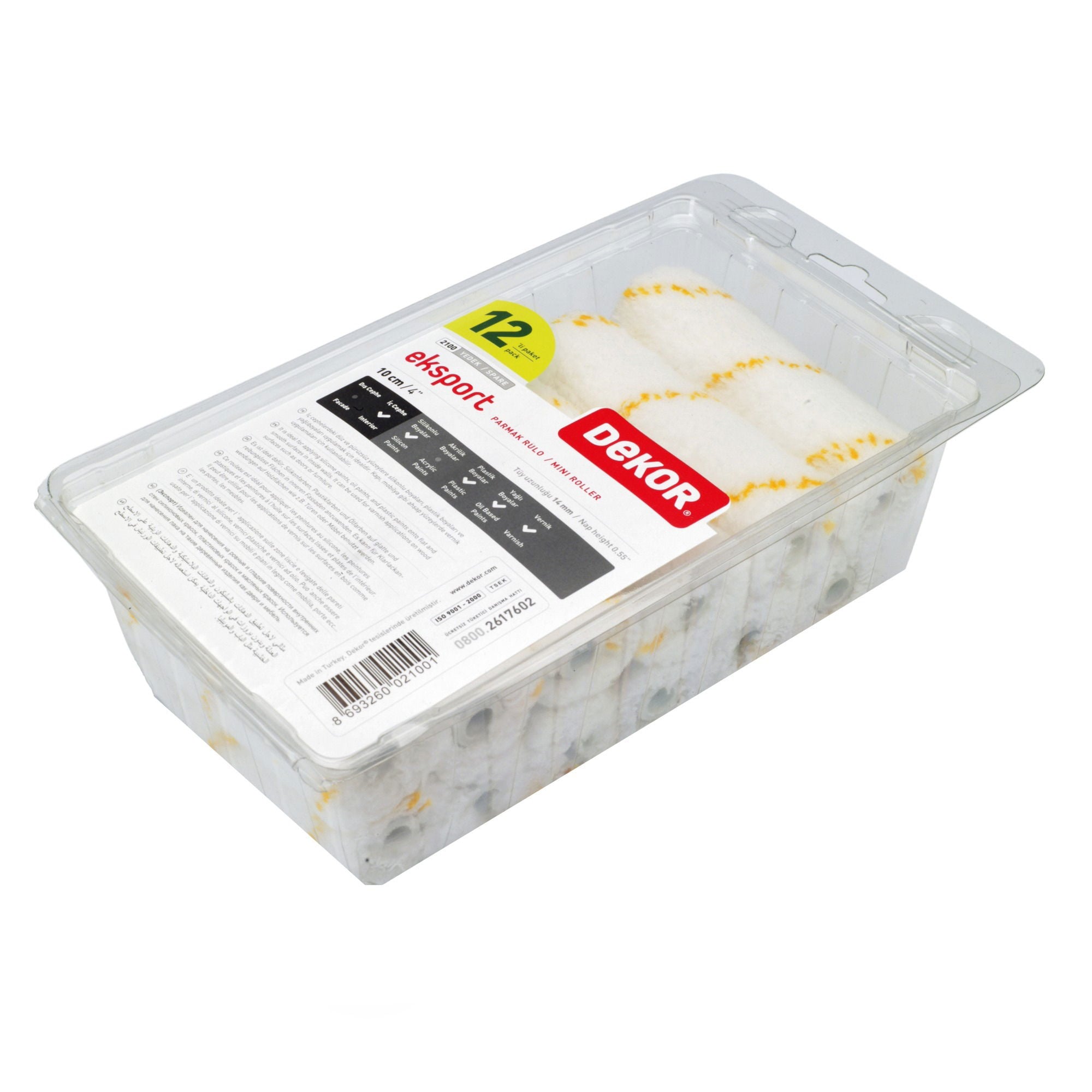 DekorDekor Eksport Saten Parmak Rulo Yedeği 10 Cm-(12'li Paket)135.03.2100