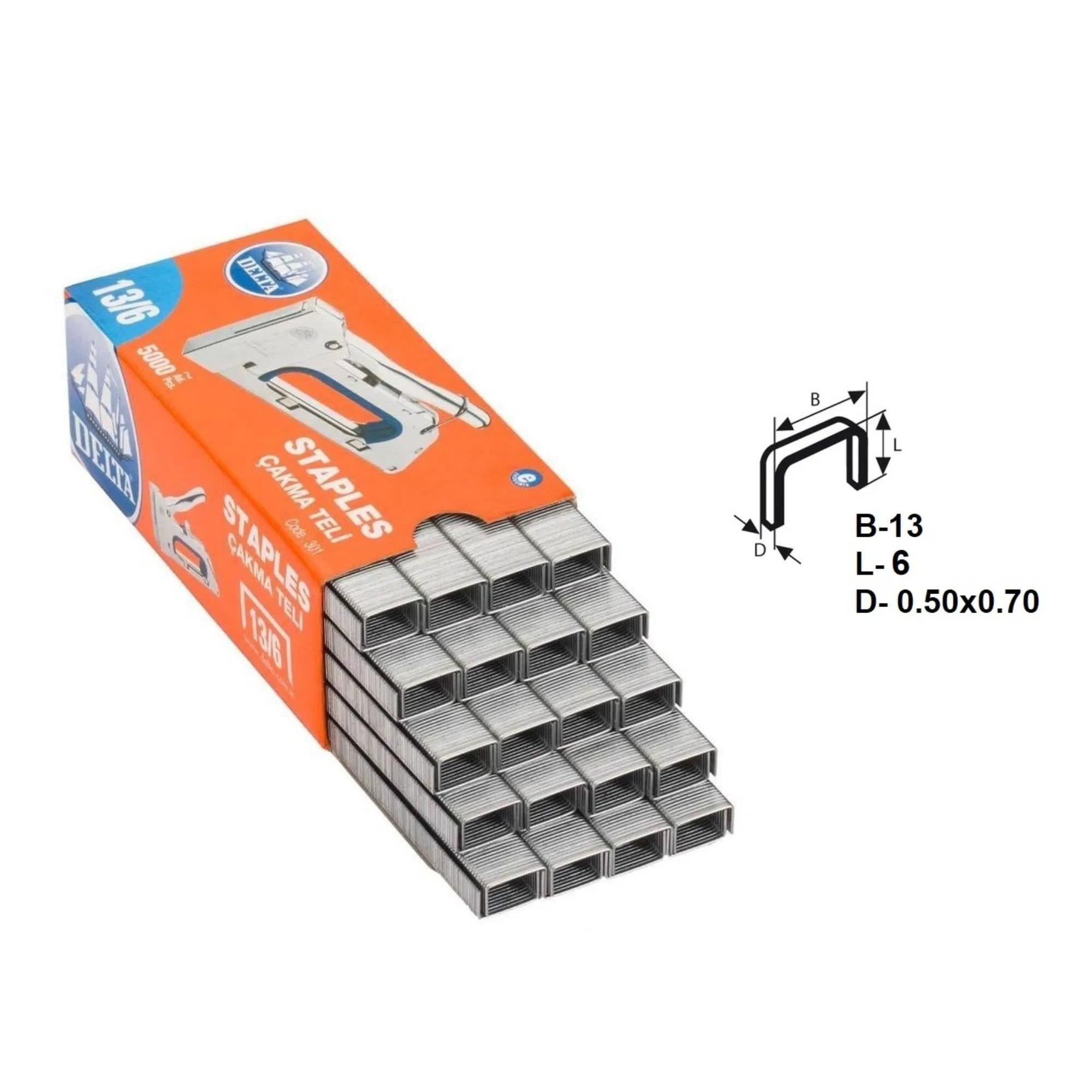 Delta 13/6 Zımba Teli (6mm) - 30 Paket | Standart KullanımDeltaDelta Zımba Teli 13/6-(30 Paket)188.05.1360