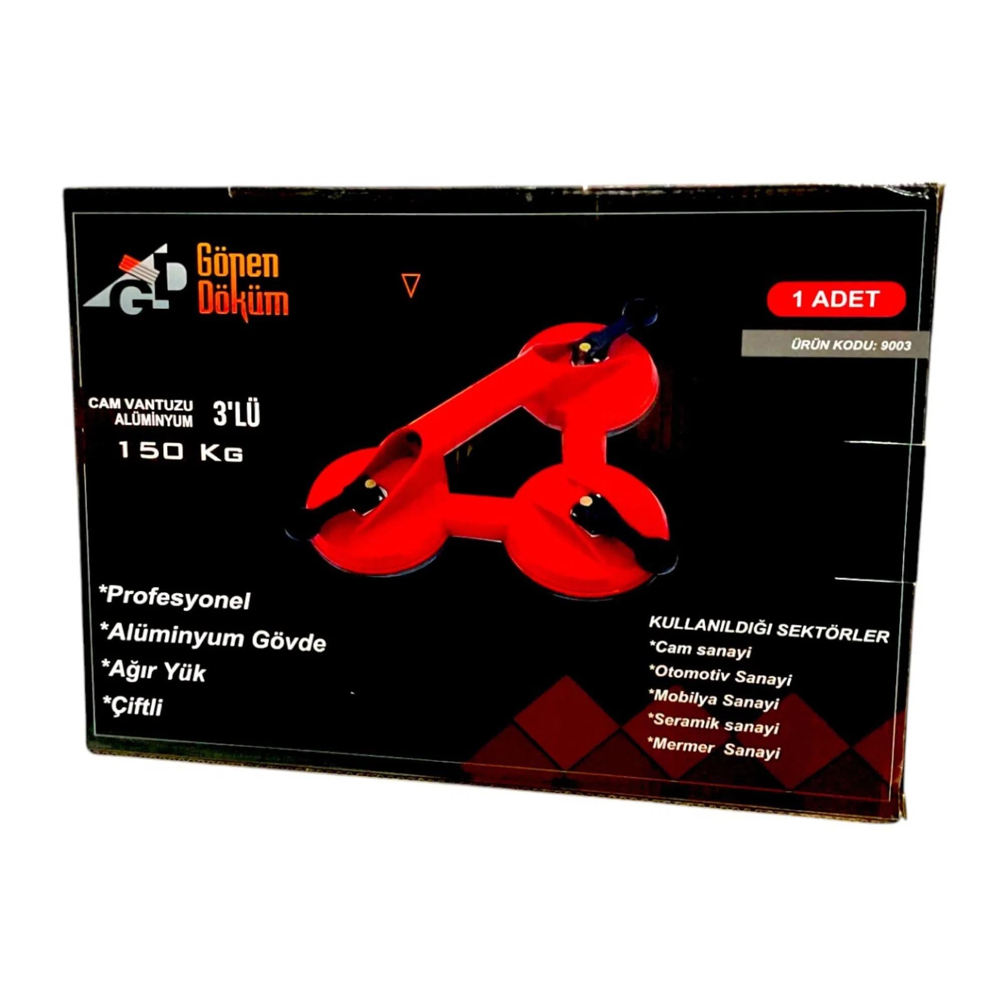 GönenGönen Döküm Alüminyum Üçlü Cam Vantuz 150 Kg 211.06.9003