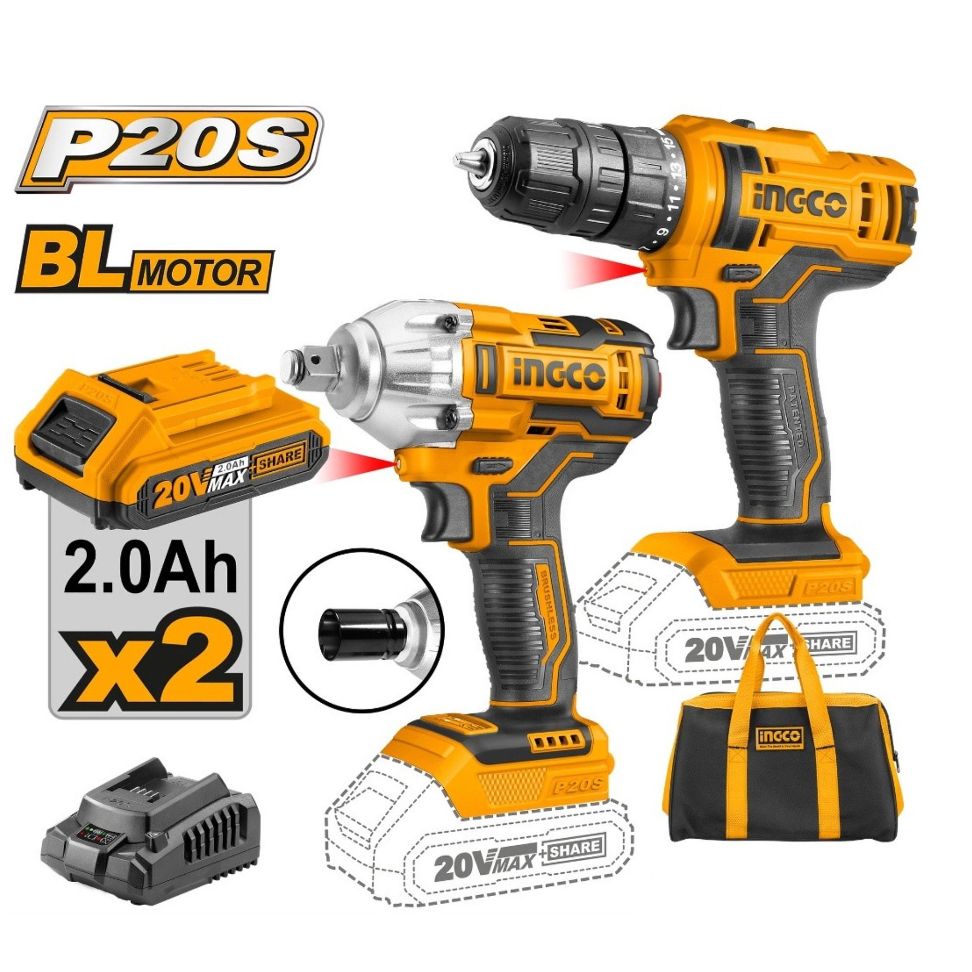 İngcoİngco Cklı 2017 Matkap-Vidalama 2 Li Set 20 V238.01.AK30