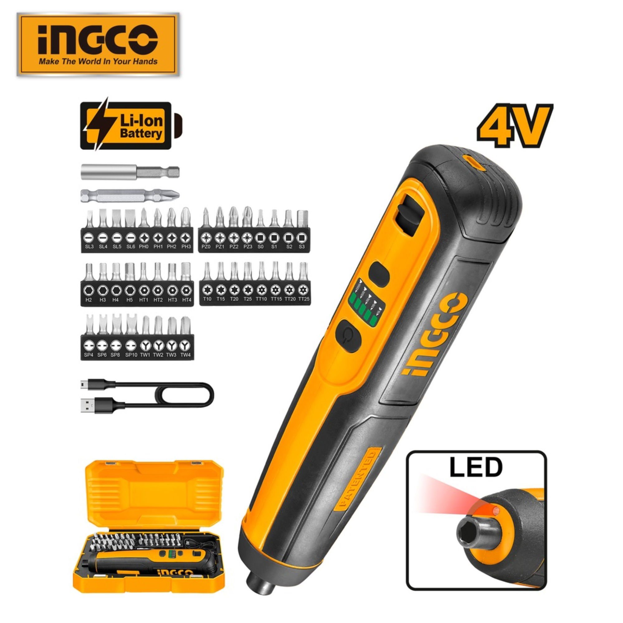 İngcoİngco Csdlı0403 Li-İon Akülü Vidalama 1/4 4V238.01.AK08
