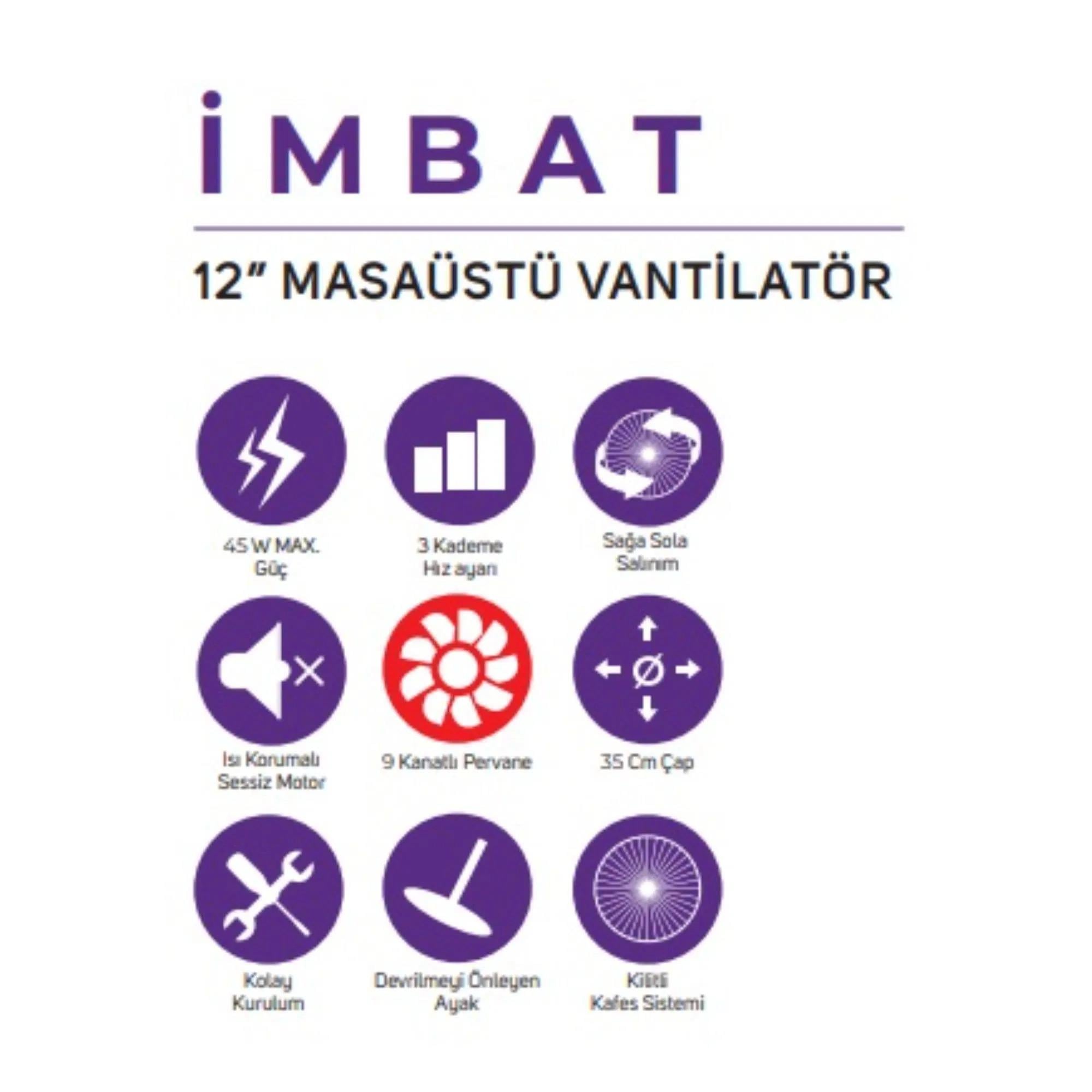 İnöva İmbat Masaüstü Vantilatör 12 İnç - Kompakt ve Serinİnovaİnova İmbat Masaüstü Vantilatör 12