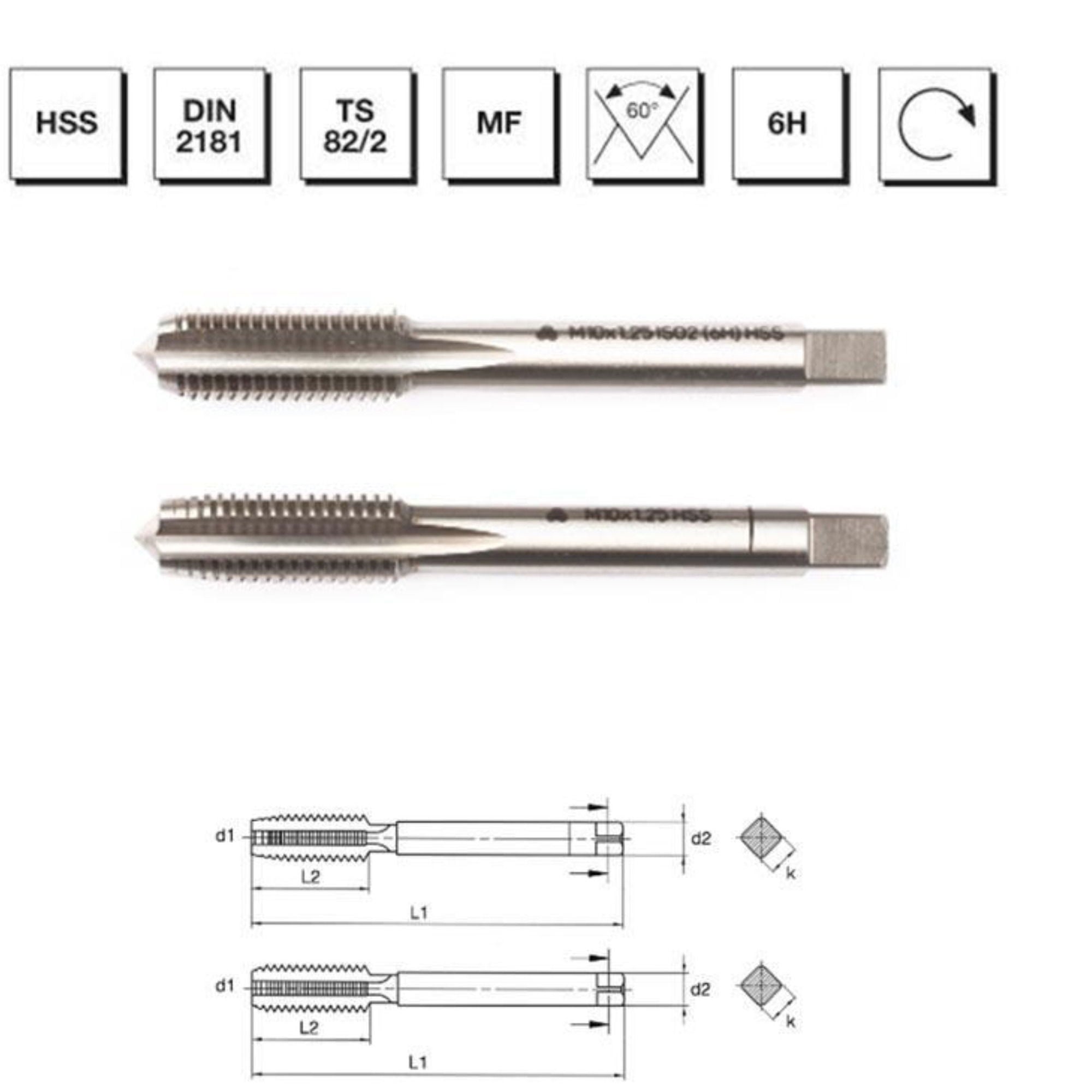 Makina Takım Endüstri.Mte Hss 2 Li Tk Klavuz Dın2181 M12X1.5 179.07.1250