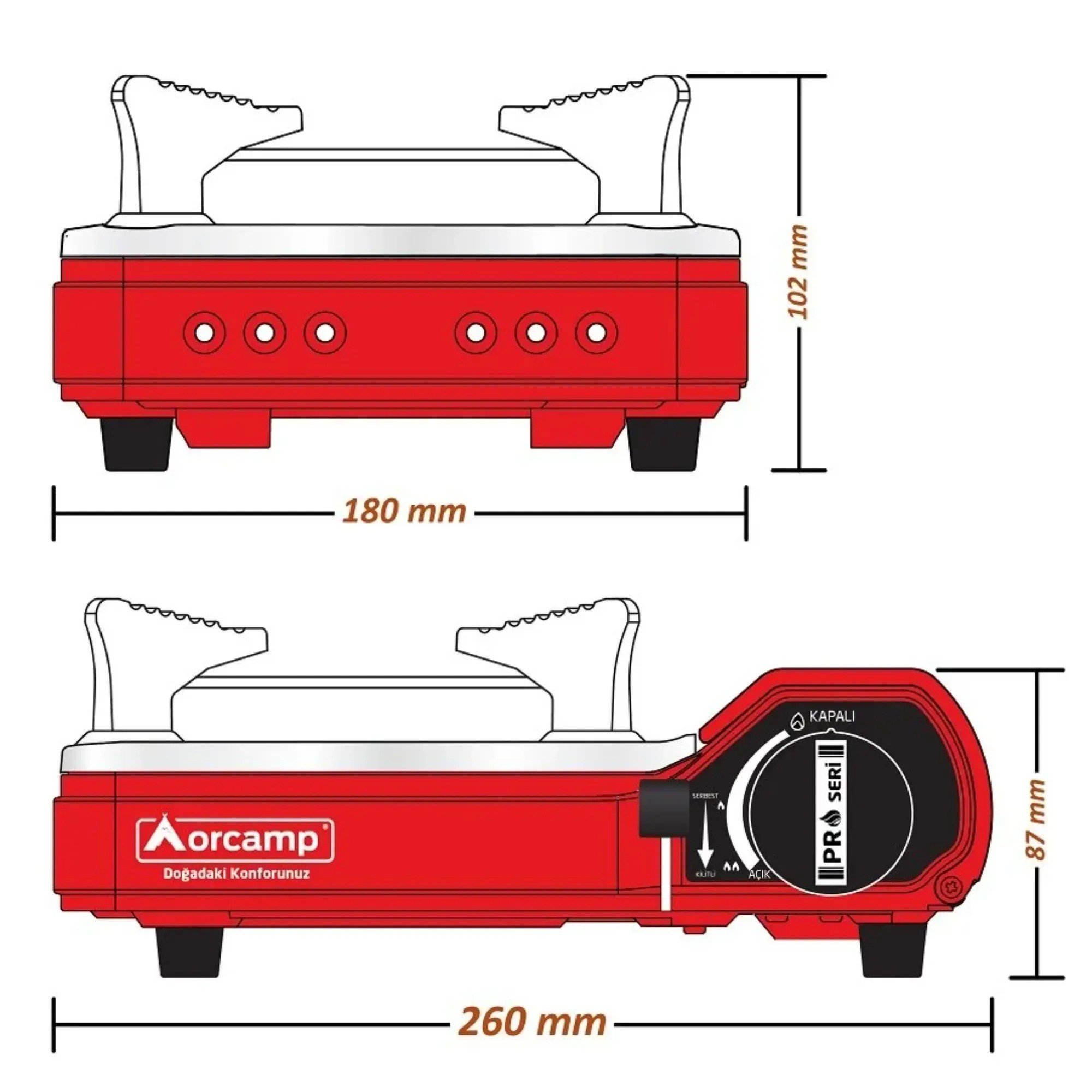 Orcamp Pro Mini Kamp Ocağı - KırmızıOrcampOrcamp Pro Mini Ocak Kırmızı 280.01.CK56