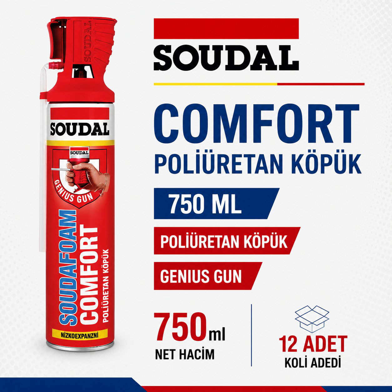 Soudal Comfort Poliüretan Köpük 750 ML (12 Adet) - Kolay UygulamaSoudalSoudal Comfort Poliüretan Köpük 750 Ml-(12 Adet)275.03.KP02