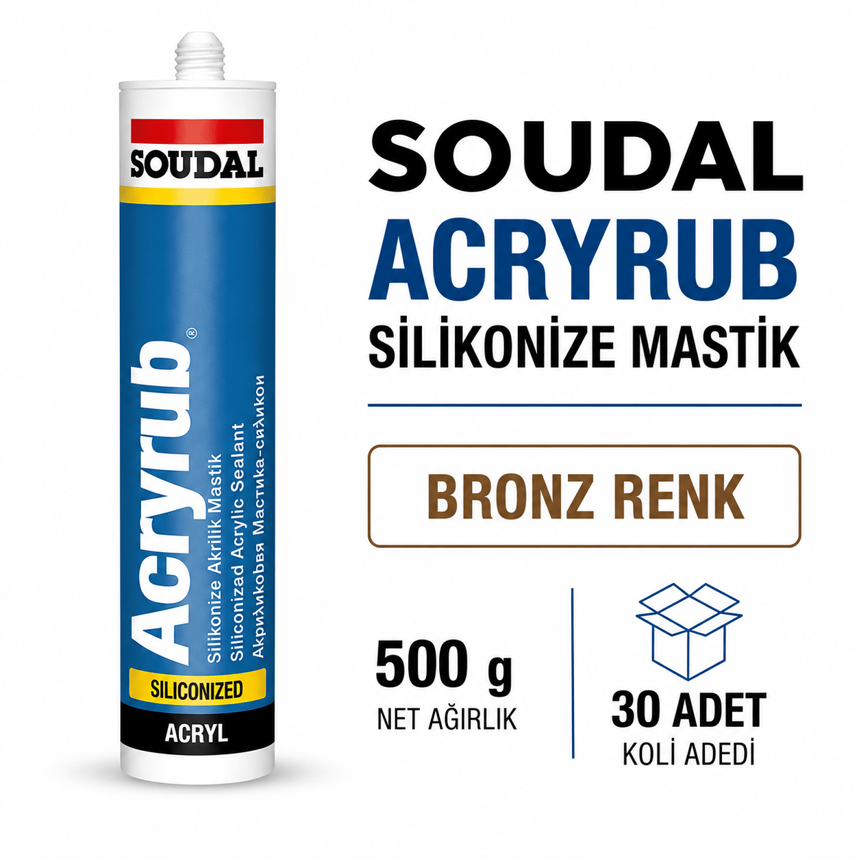 Soudal Silikonize Mastik 500 Gr Bronz -(30 Adet)Soudal