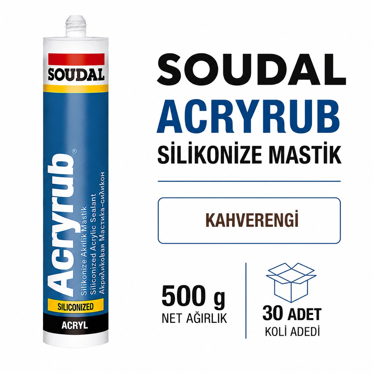 Soudal Silikonize Mastik Altınmeşe 500 Gr (30 Adet) - Ahşap GörünümlüSoudalSoudal Silikonize Mastik 500 Gr Kahverengi -(30 Adet)275.02.AK07