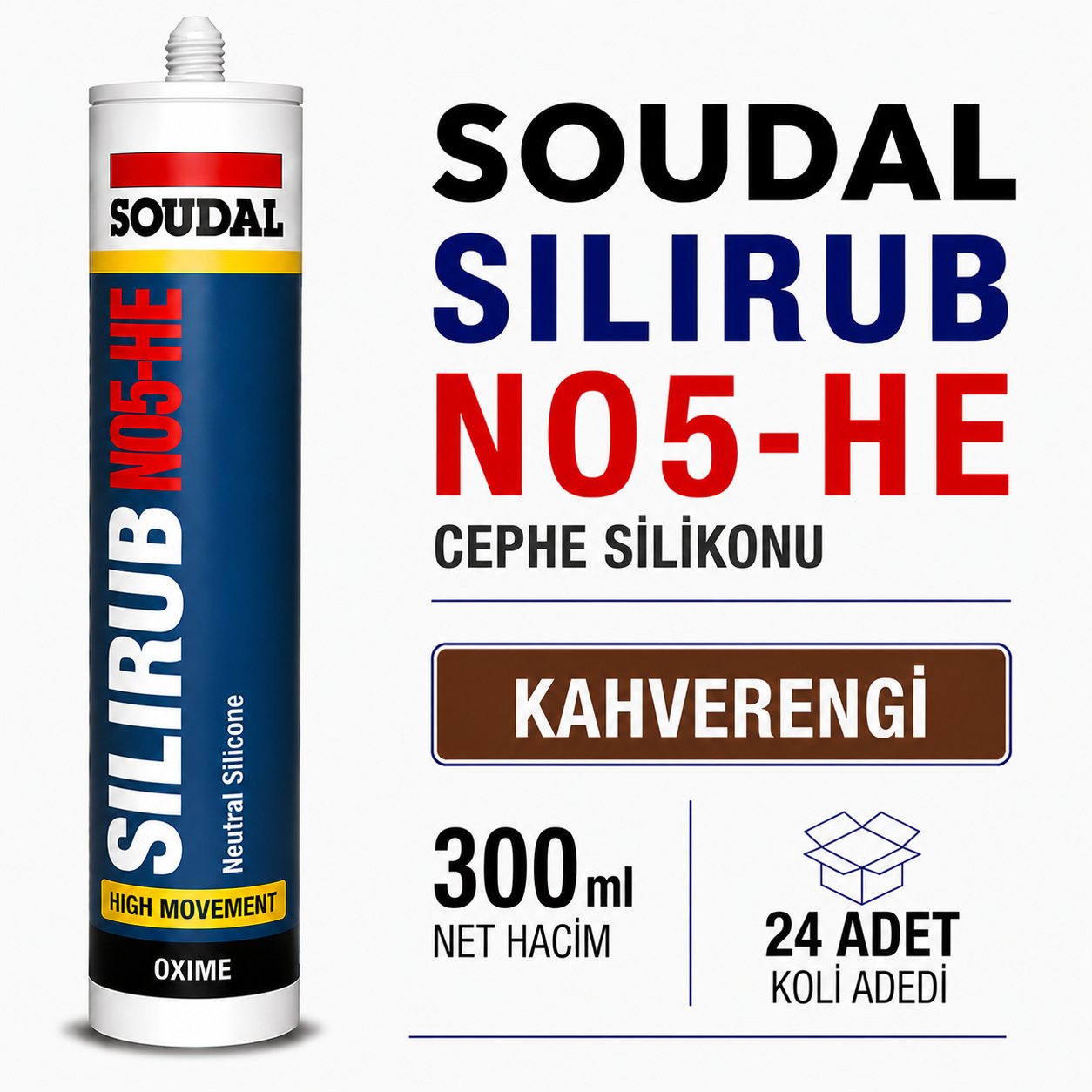 Soudal Silirub NO5-HE Kahverengi Nötr Cephe Silikonu 300 ml | Toolora MarketSoudalSoudal Silirub NO5-HE 300 ml Açık Bronz Cephe Silikonu (24 Adet)NO5-HE-Kahverengi