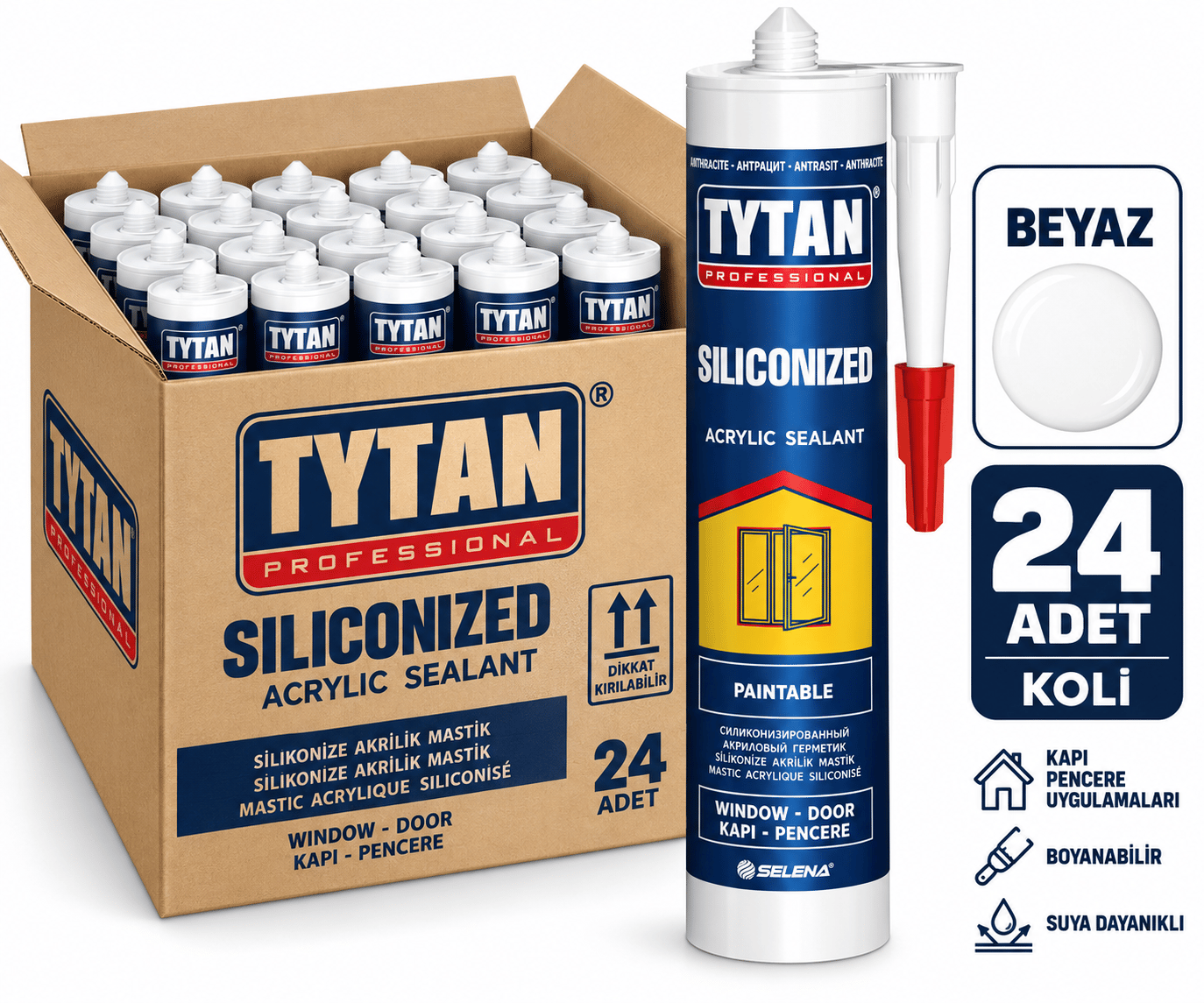 Tytan 500 Gr Silikonize Mastik Beyaz--24lü KoliTytan