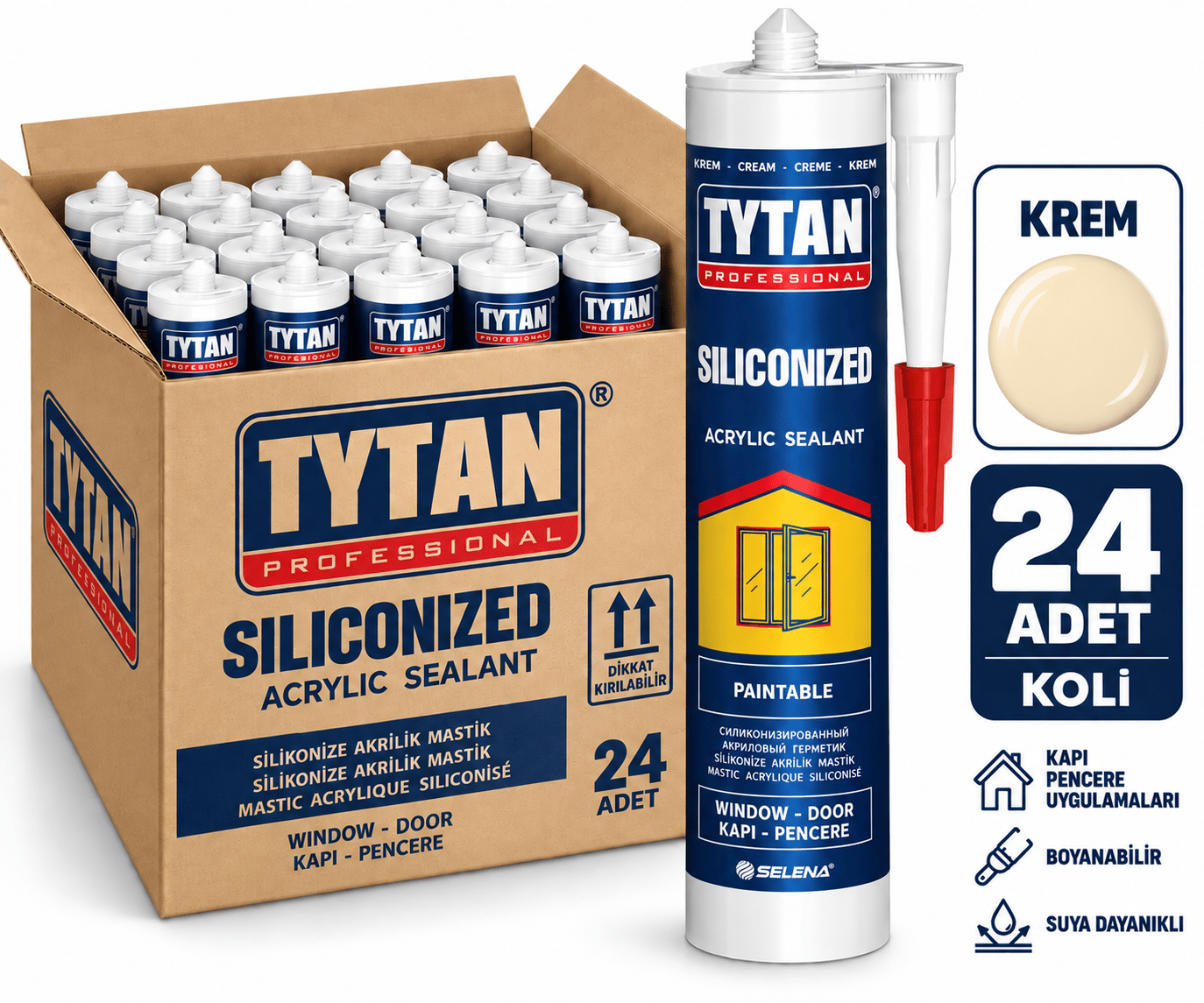 Tytan 500 Gr Silikonize Mastik Krem--24lü KoliTytan