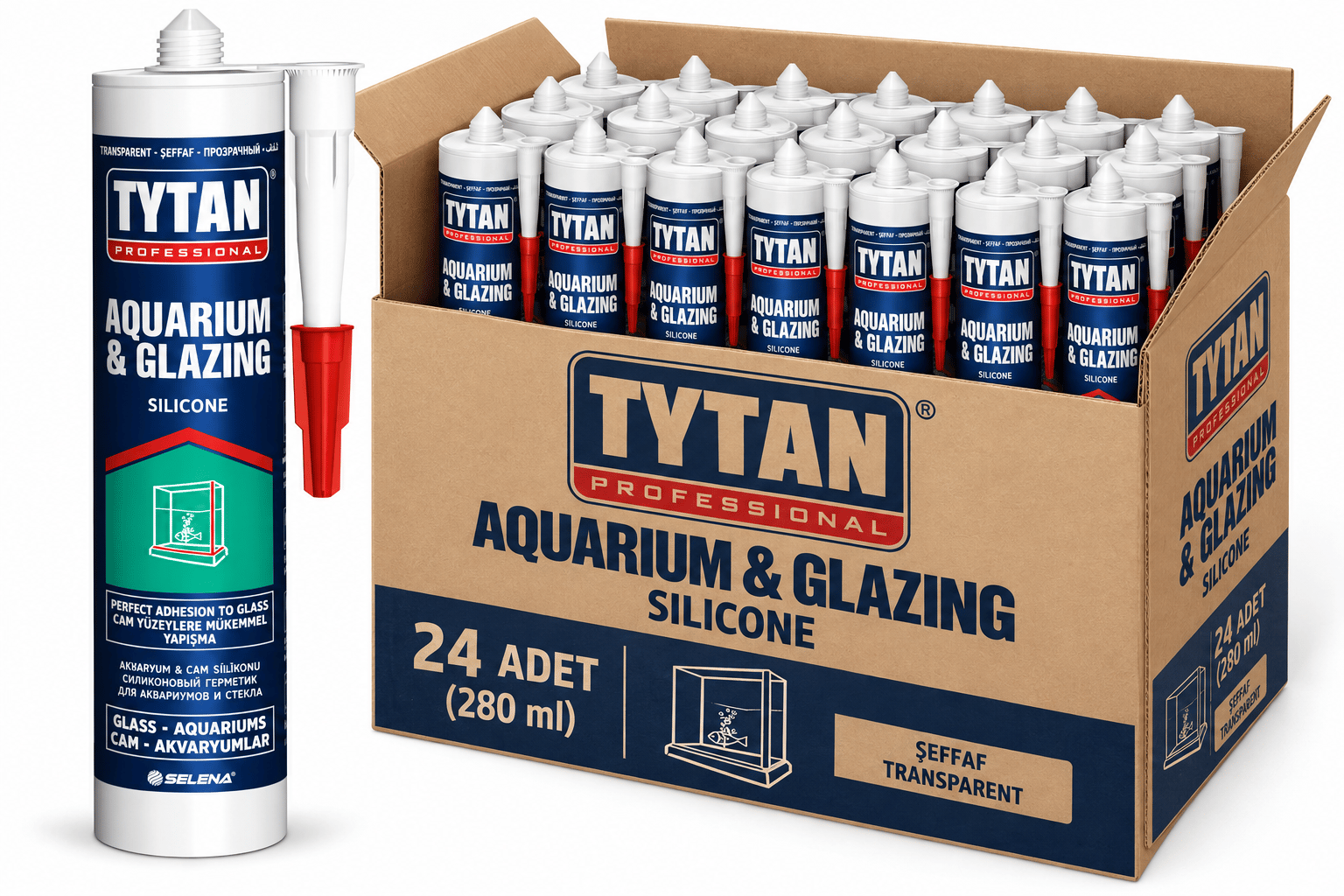 Tytan Akvaryum Silikonu 280 Ml Şeffaf-24'lü KoliTytan
