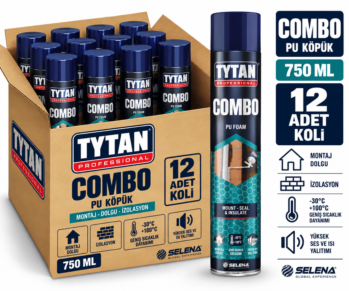 Tytan Combo Pipetli Pu Köpük 750 ML-12'li KoliTytan
