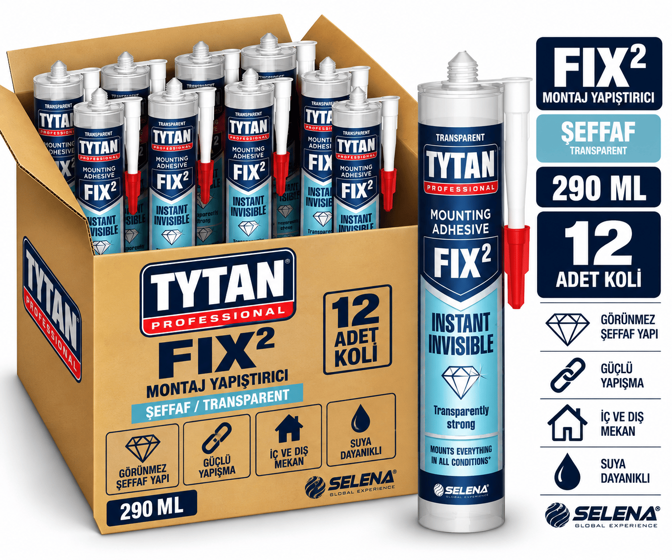 Tytan FIX2 Instant  Invisible 290 ML Şeffaf-12'li KoliTytan