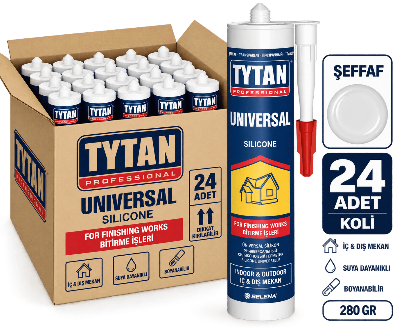 Tytan Genel Amaçlı Silikon 280 Gr Şeffaf-24'lü KoliTytan