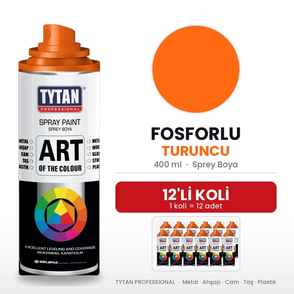 Tytan Sprey Boya 400 Ml Fosforlu Turuncu--12li KoliTytan
