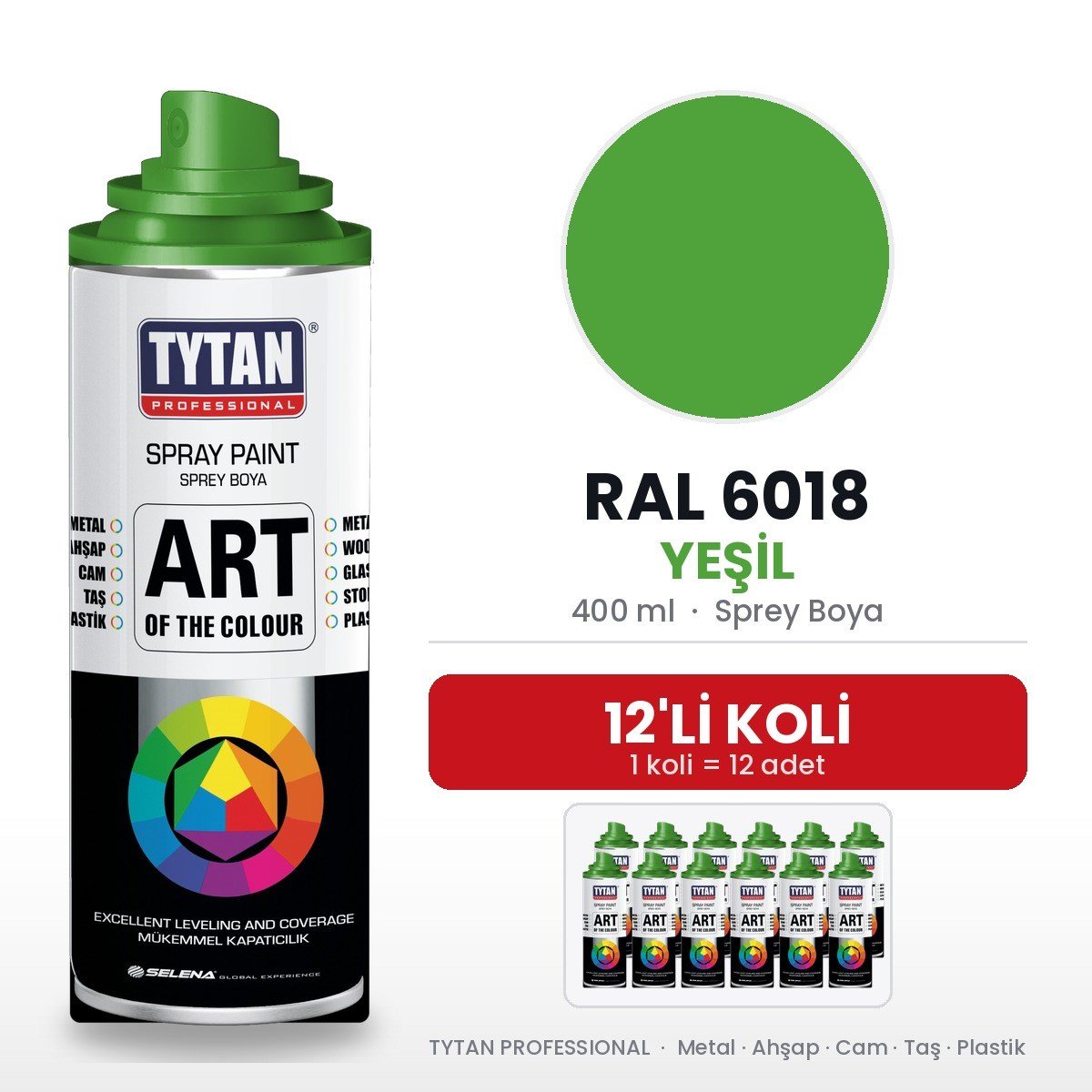 Tytan Sprey Boya 400 Ml Ral6018 Yeşil-12'li KoliTytan