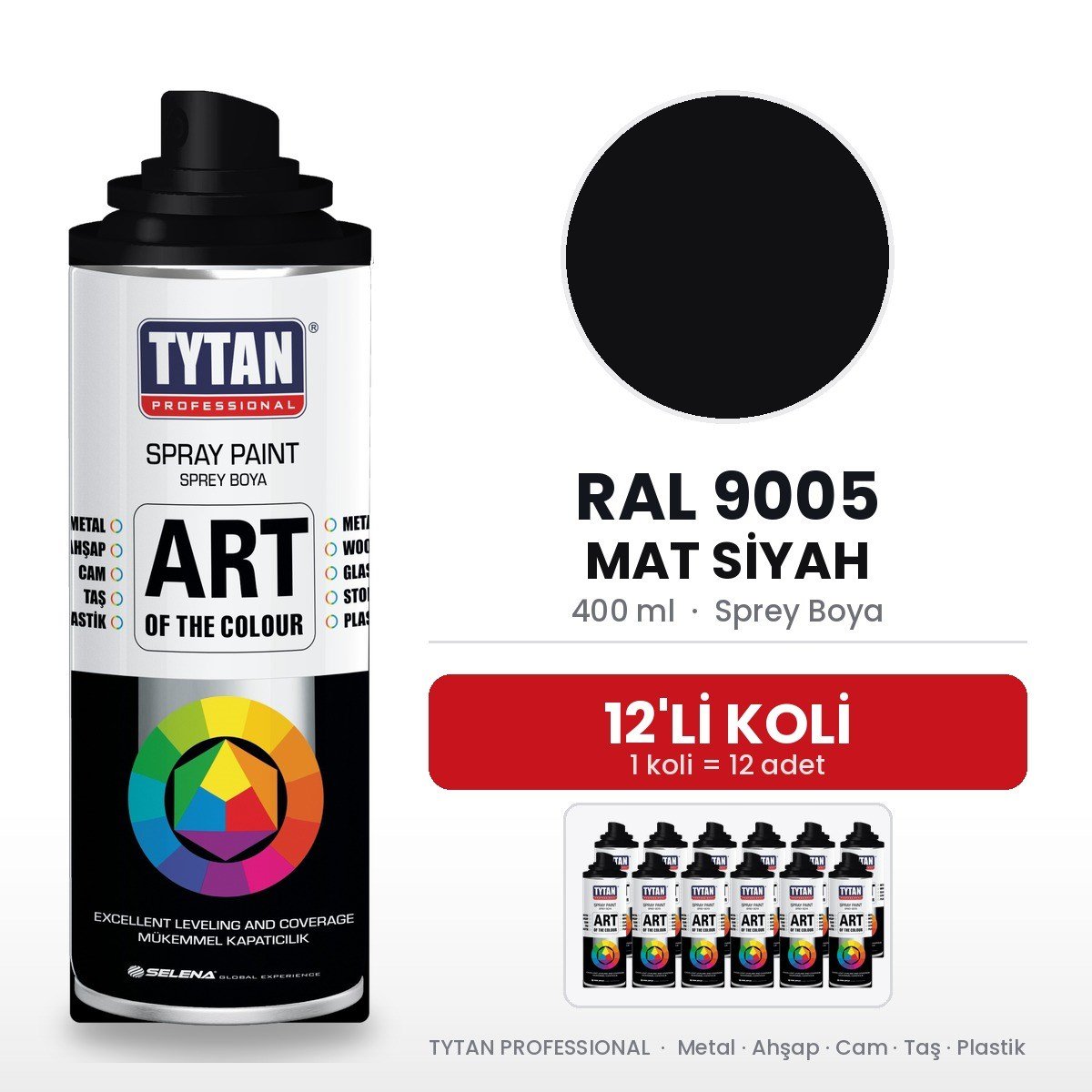 Tytan Sprey Boya 400 Ml Ral9005 Mat Siyah-12'li KoliTytan